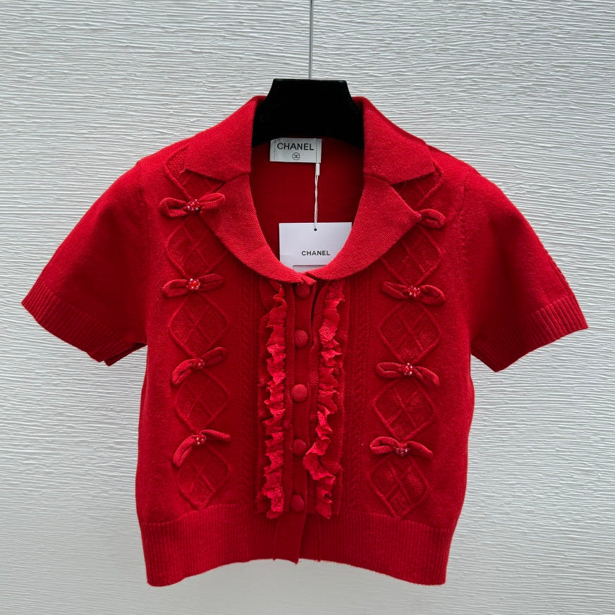 Chanel 2026 Short-sleeve Sweater Red Wool
