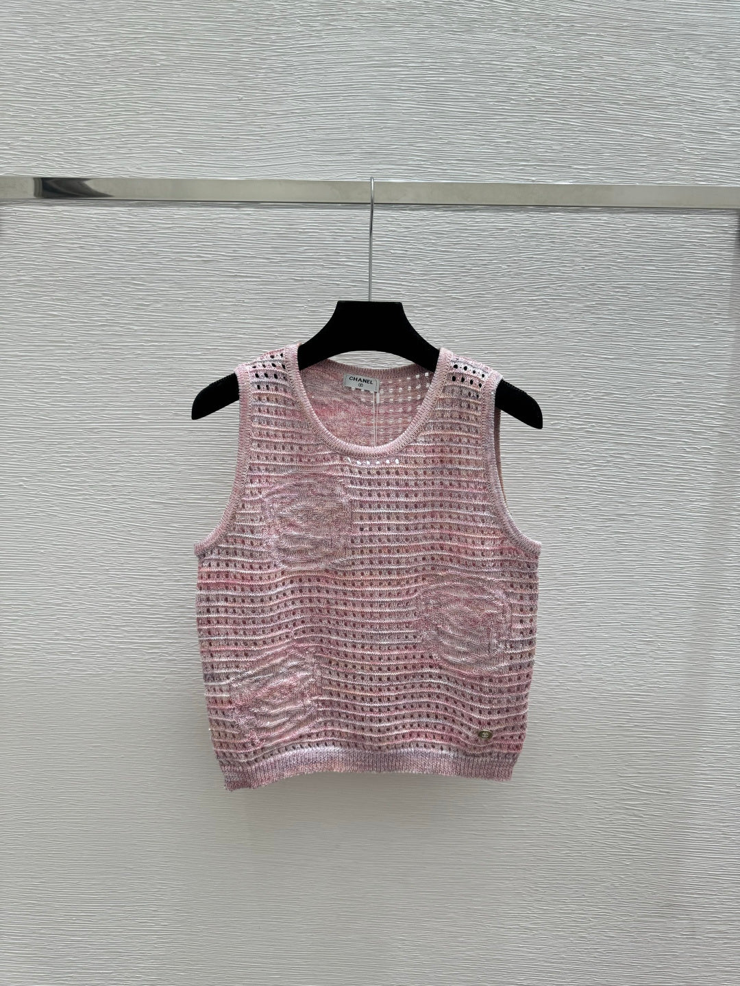 Chanel 2026 Flower Hollow-Out Knit Sleeveless Vest Wool 158962