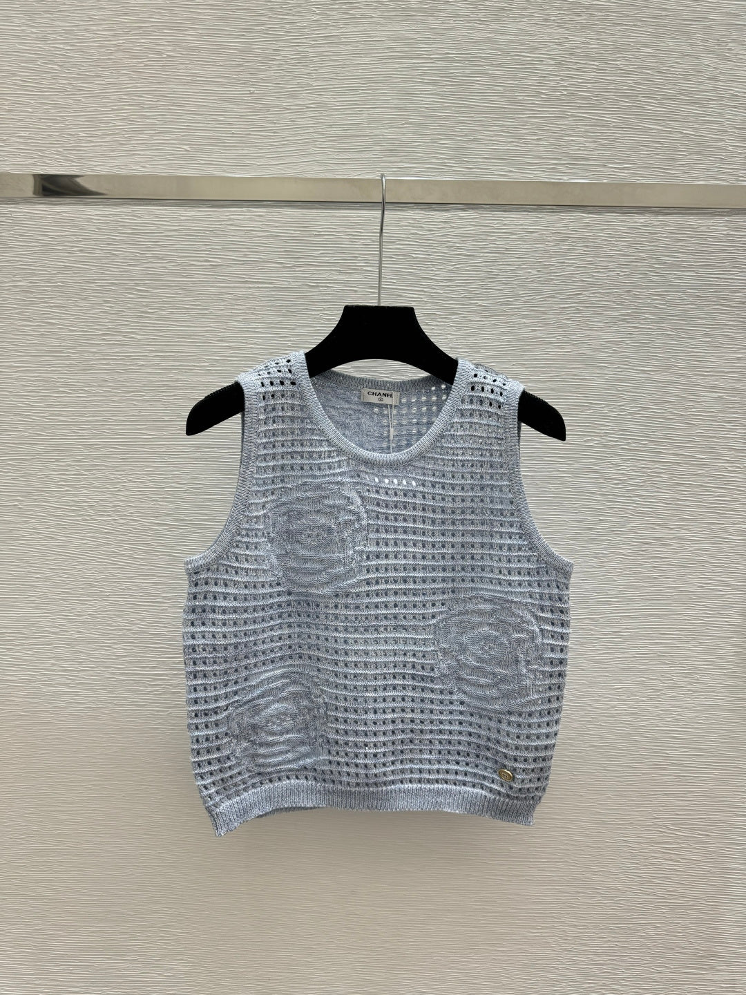Chanel 2026 Flower Hollow-Out Knit Sleeveless Vest Wool 158962