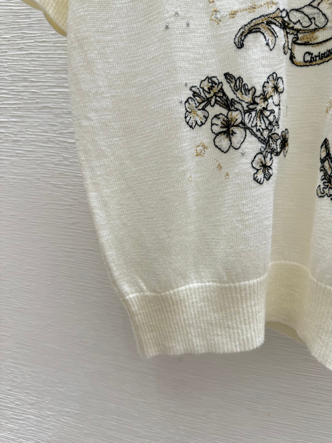Dior 2026 Short-sleeved Top With Embroidered Five-pointed Star Tencel 497831