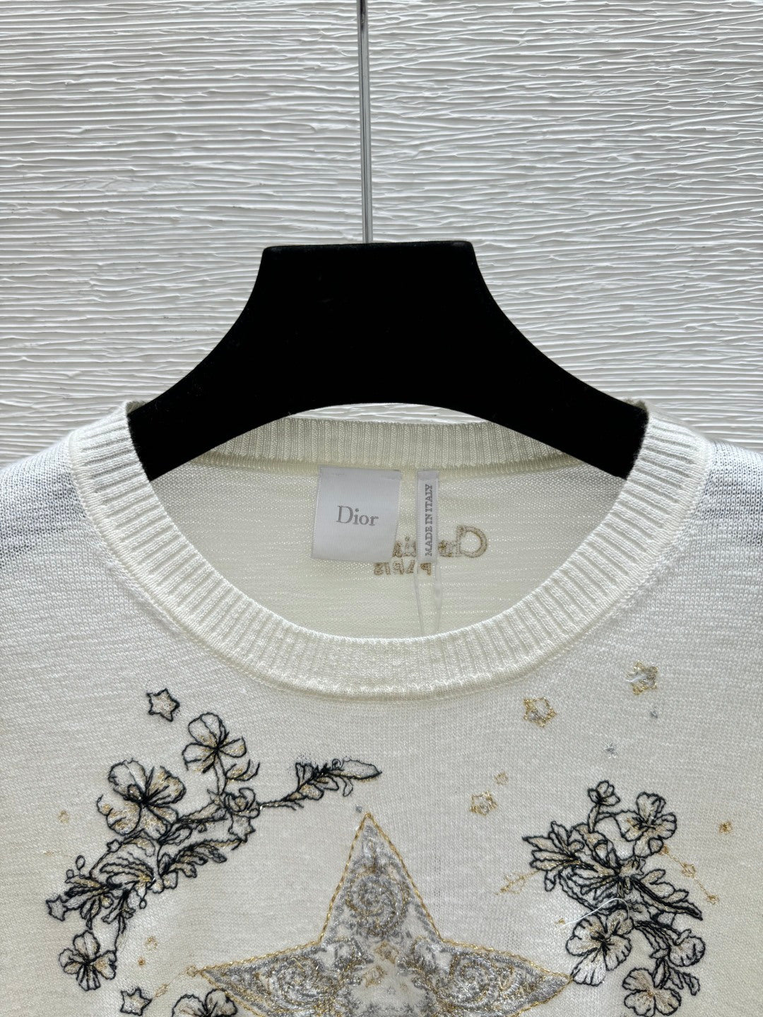 Dior 2026 Short-sleeved Top With Embroidered Five-pointed Star Tencel 497831