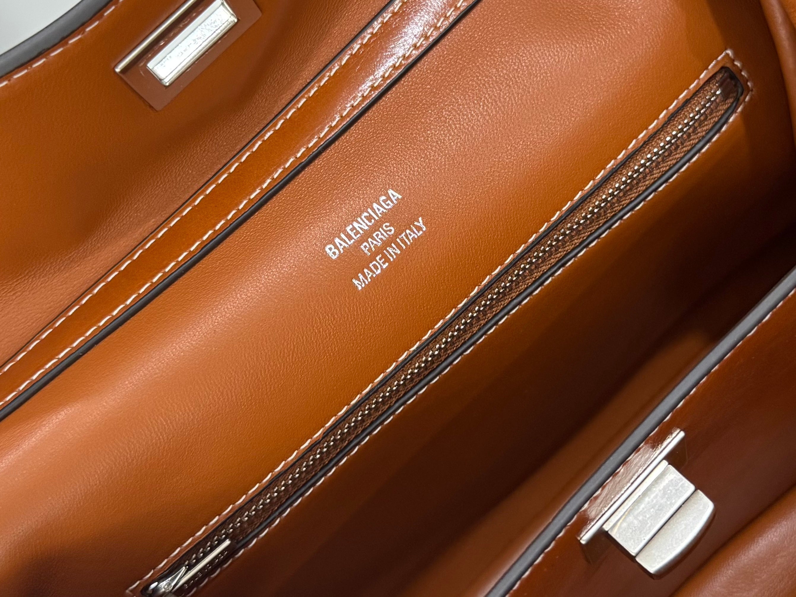 Balenciaga Small Bag 29 Camel Brown Cowhide Sliver Hardware
