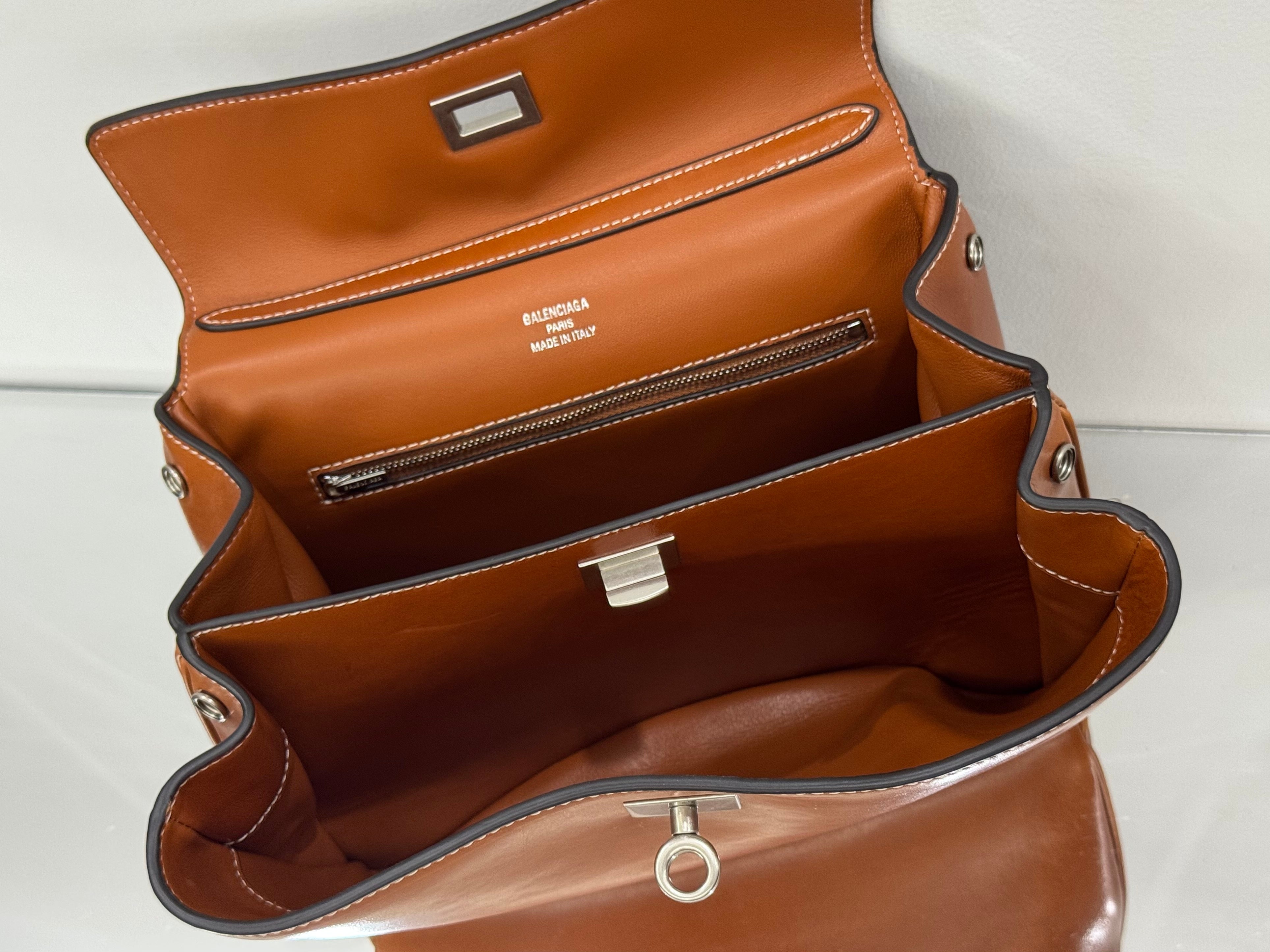 Balenciaga Small Bag 29 Camel Brown Cowhide Sliver Hardware