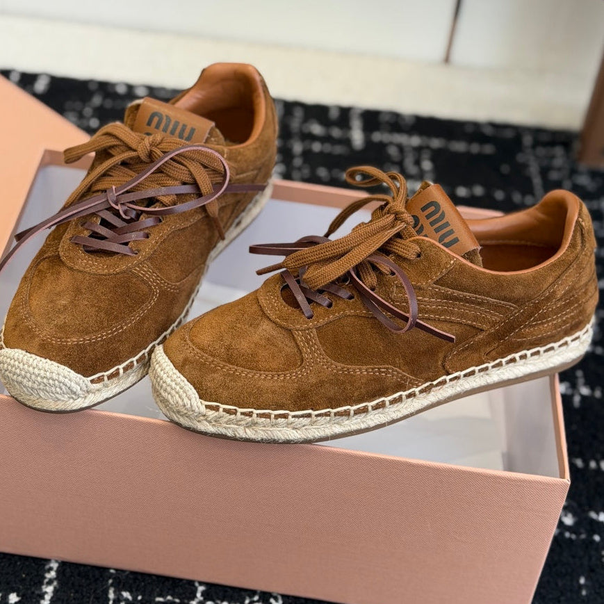 Miu Miu 2026 Espadrille Sneaker Suede Woven