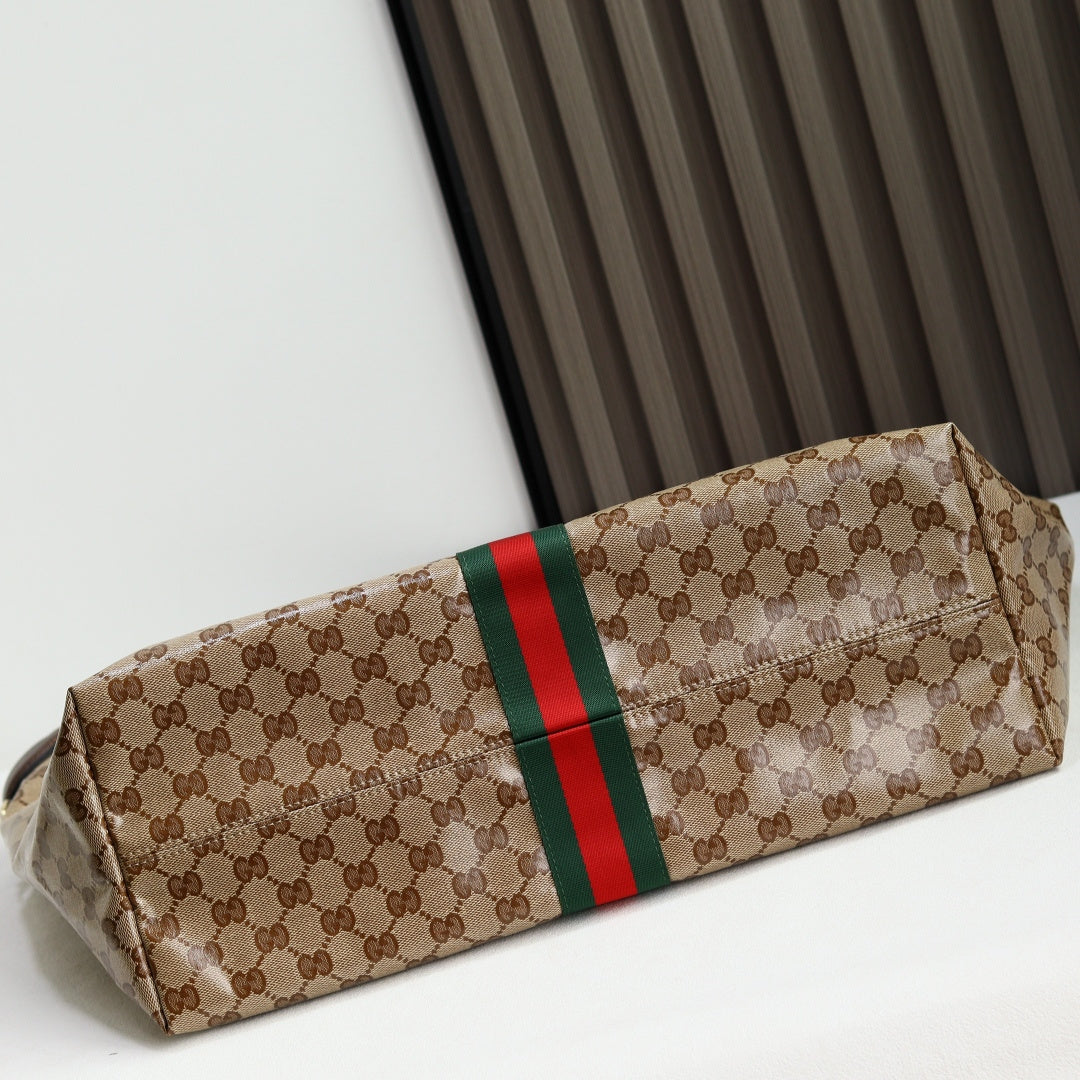 Gucci 2026 Giglio Shoulder Bag 60cm Brown Green Red Calfskin