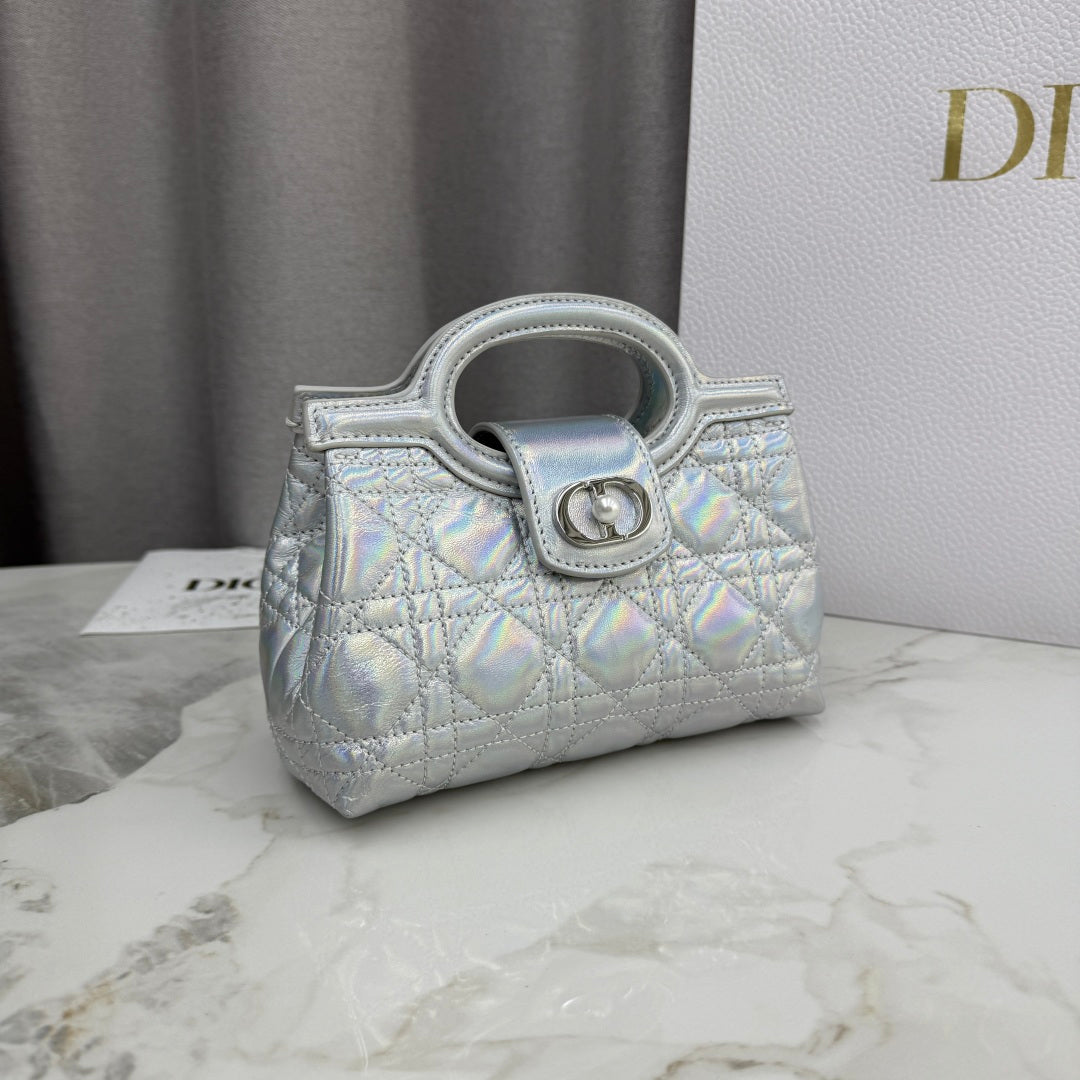 Dior 2026 Jolie Top Handle Mini Chain Handbag 18.5cm Grained Calfskin