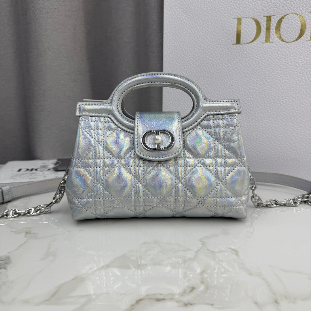Dior 2026 Jolie Top Handle Mini Chain Handbag 18.5cm Grained Calfskin
