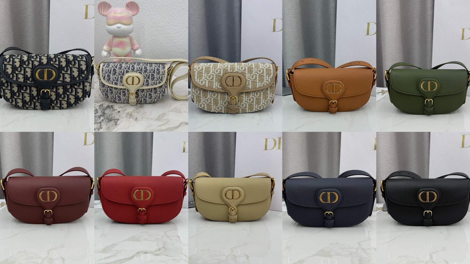 Dior 2026 Bobby East-West Bag 21cm Multicolors Fabric and Grained Calfskin