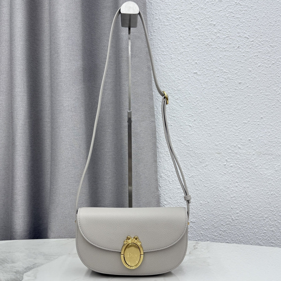 Dior 2026 Médaillon Flap Bag Rock Grey Grained Calfskin