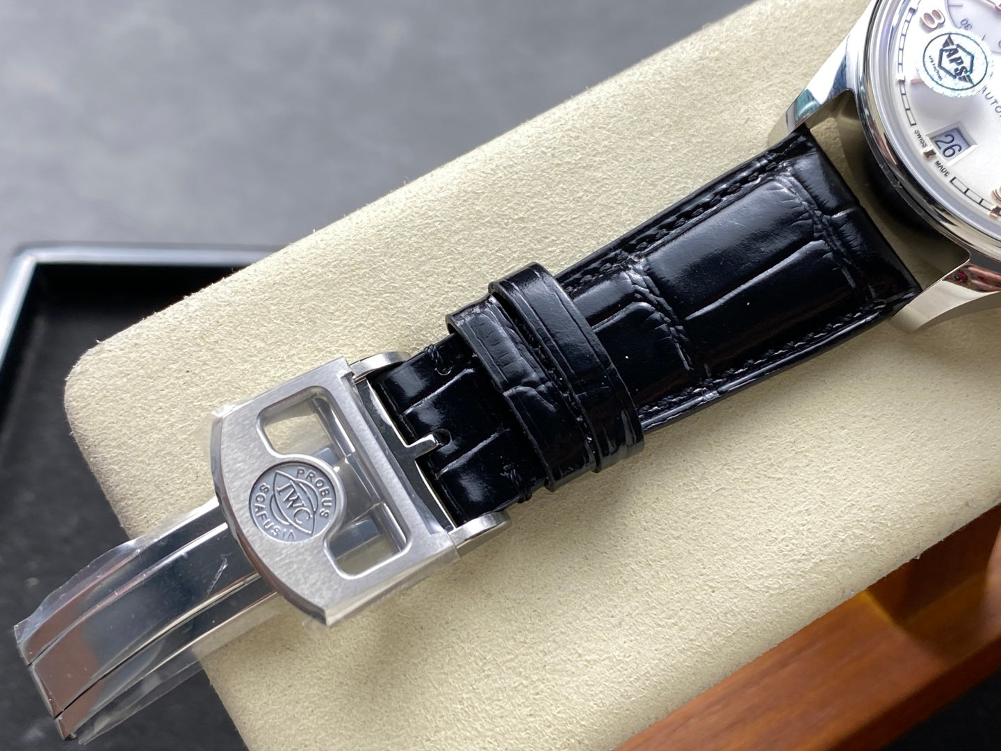 IWC Portuguese 42.4mm Cream Dial Steel Case Black Leather Strap