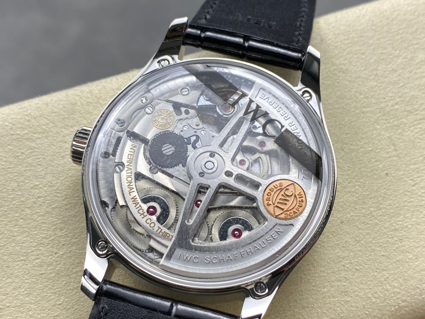 IWC Portuguese 42.4mm Cream Dial Steel Case Black Leather Strap