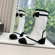 CC 25 Short Boot White Mesh Black Bow 430323