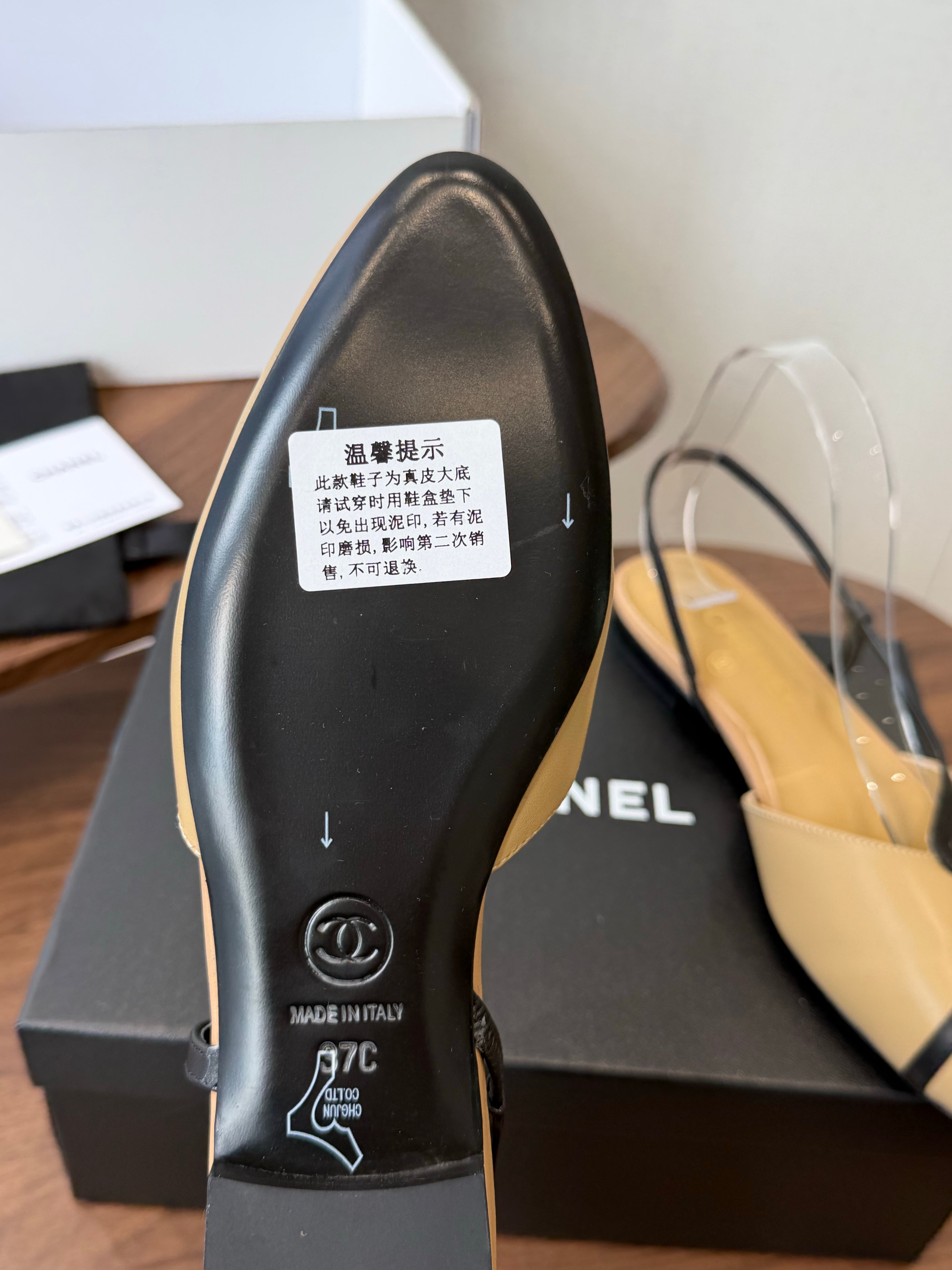Chanel 2026 Open Back Flat Sandals Leather Sheepskin 833990