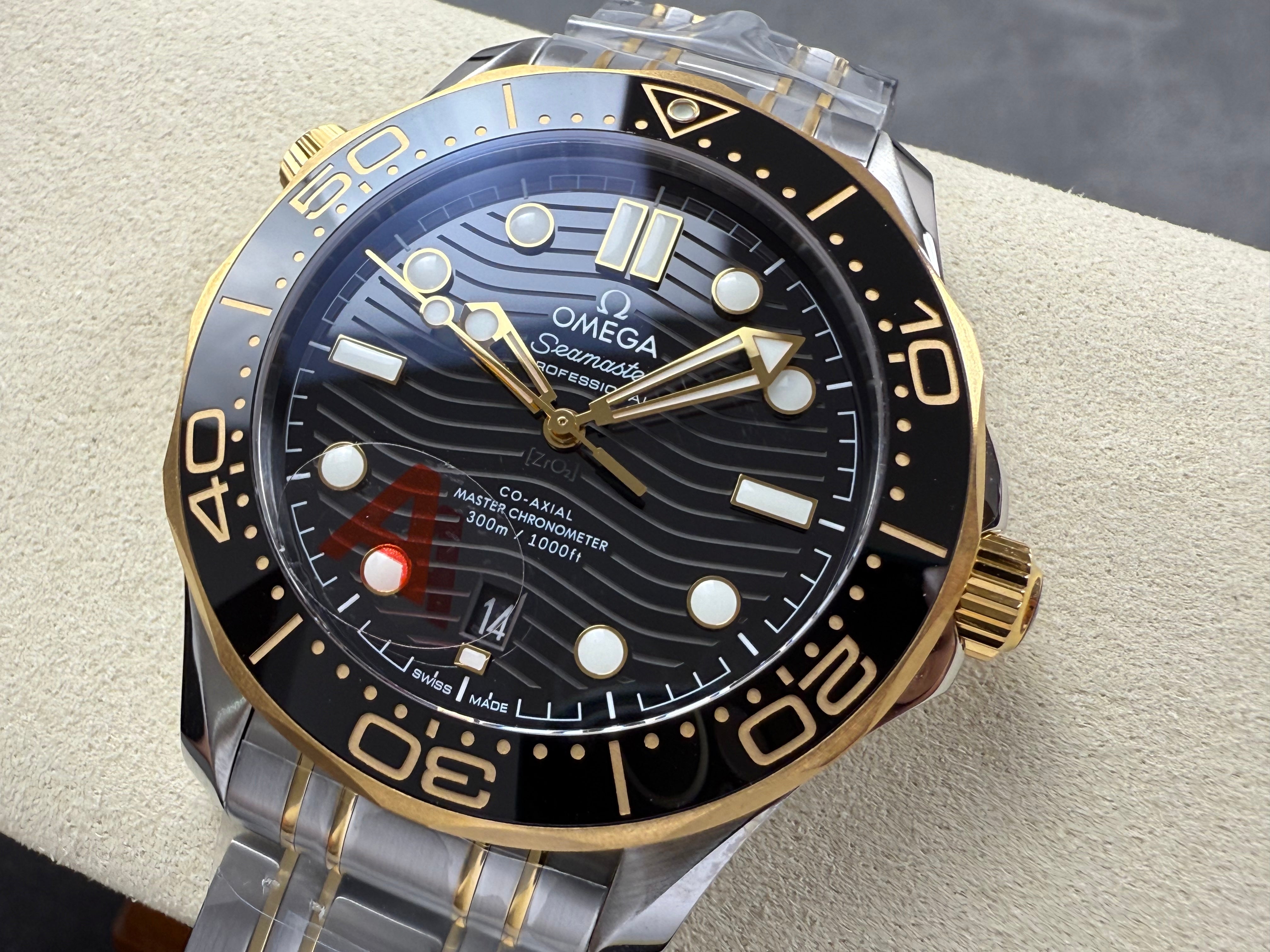 Omega Seamaster Diver 300M Co-Axial Master Chronometer 42mm Watch Steel Gold