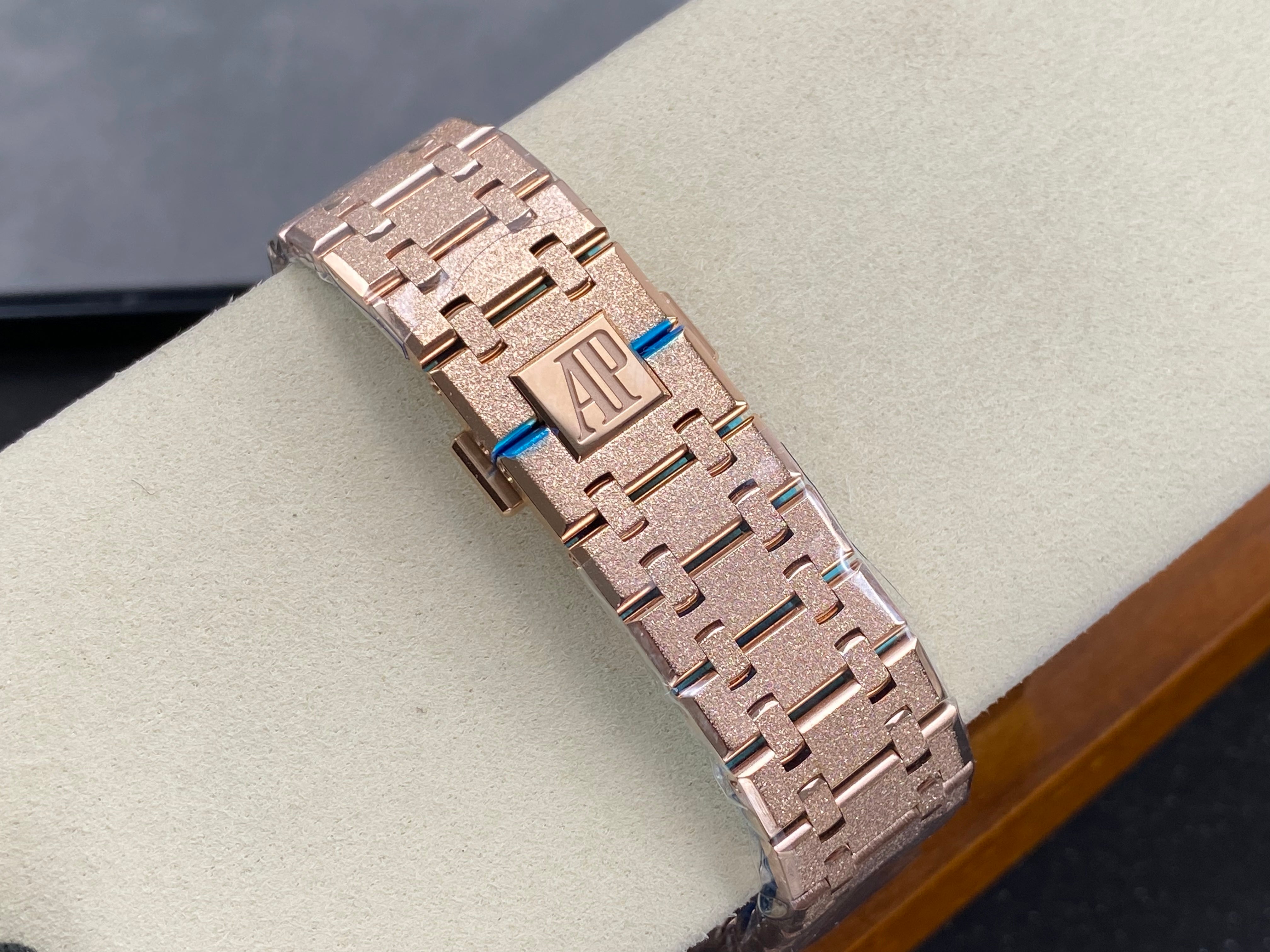 Audemars Piguet Royal Oak Chronograph 41mm Frosted Rose Gold Case Blue Dial