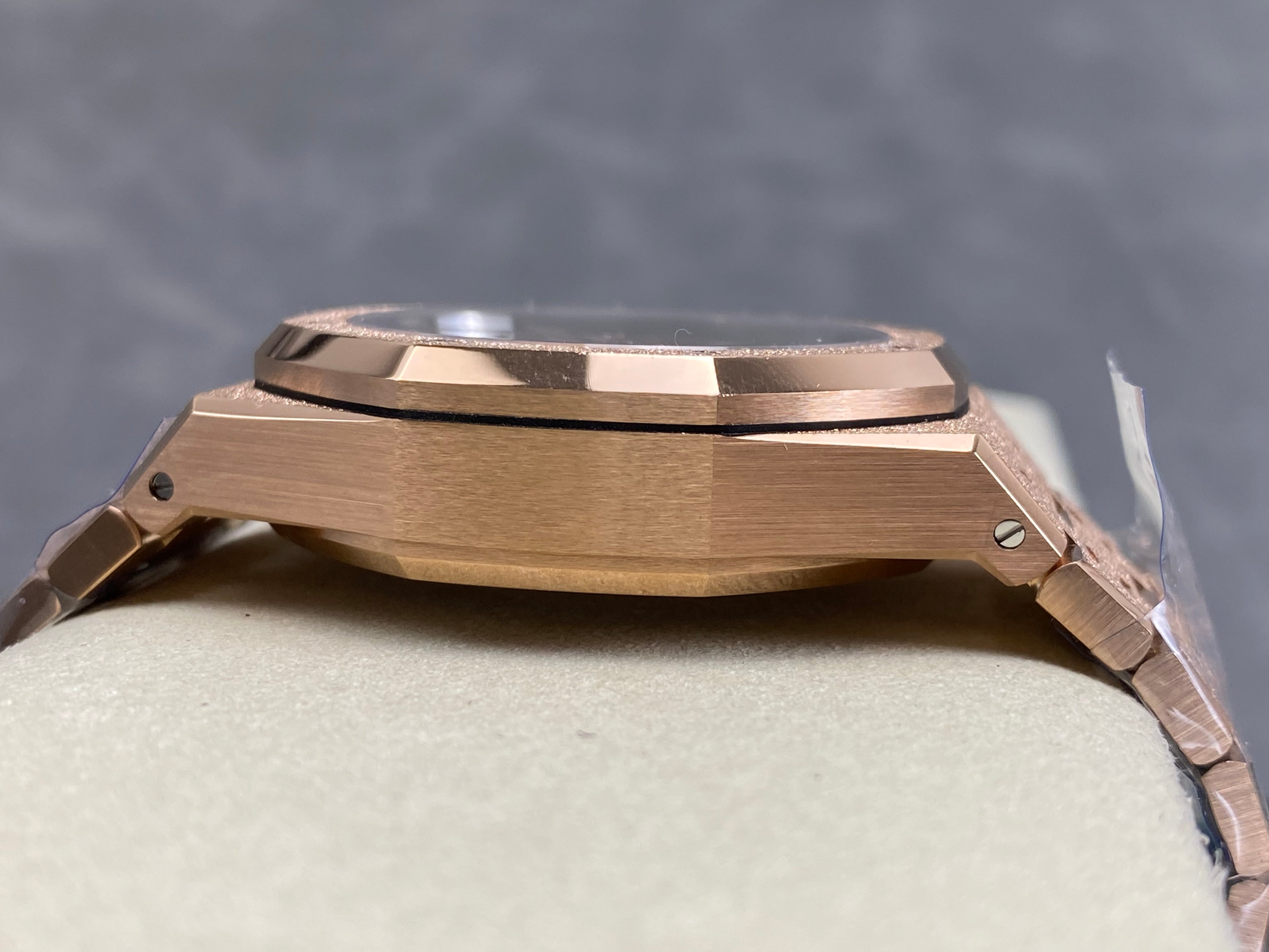 Audemars Piguet Royal Oak Chronograph 41mm Frosted Rose Gold Case Blue Dial