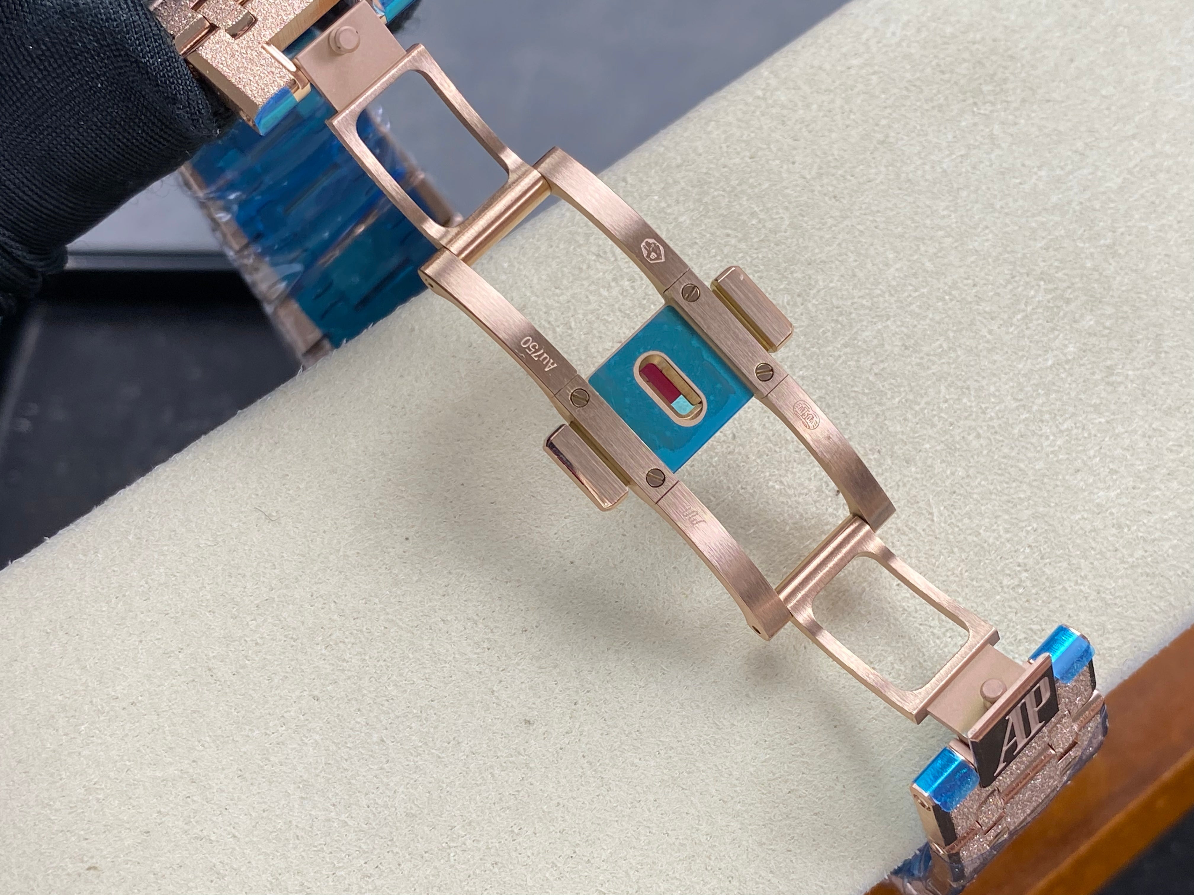 Audemars Piguet Royal Oak Chronograph 41mm Frosted Rose Gold Case Blue Dial