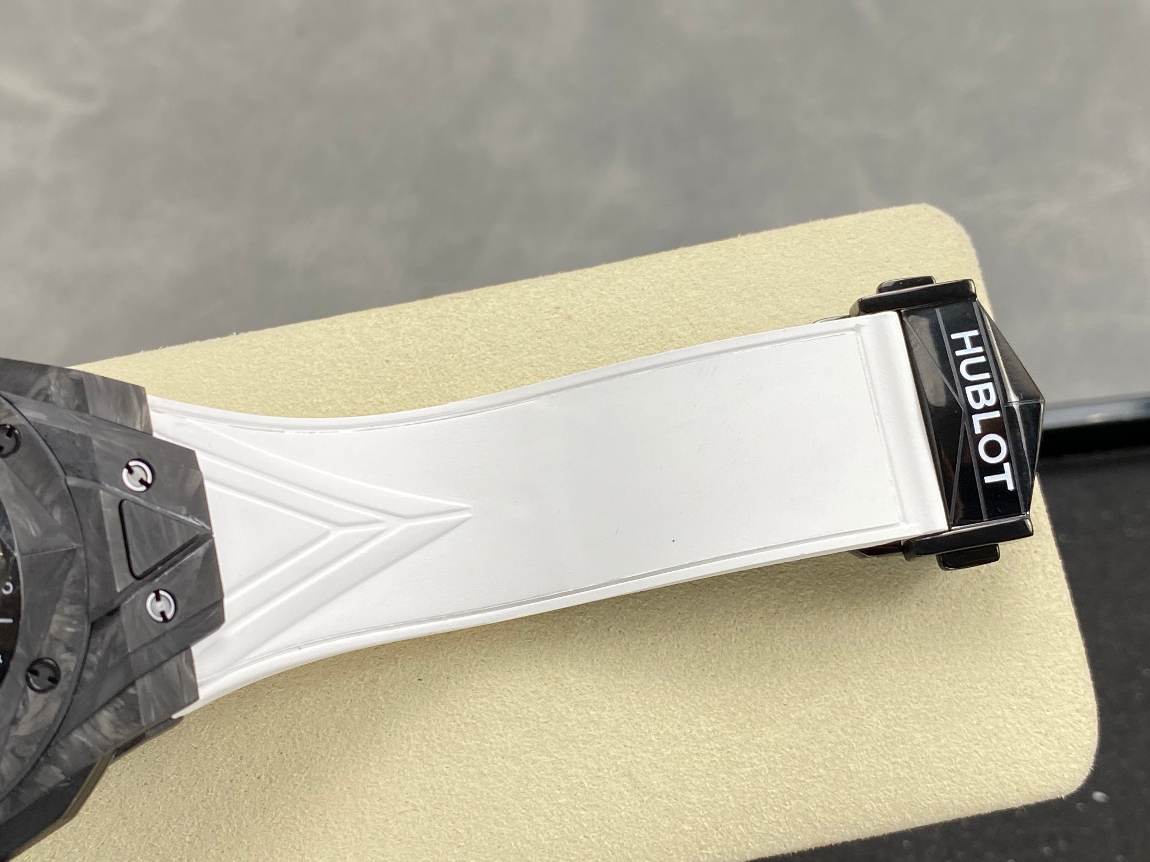 Hublot Big Bang Sang Bleu II Black Magic 45mm Watch White Rubber Strap