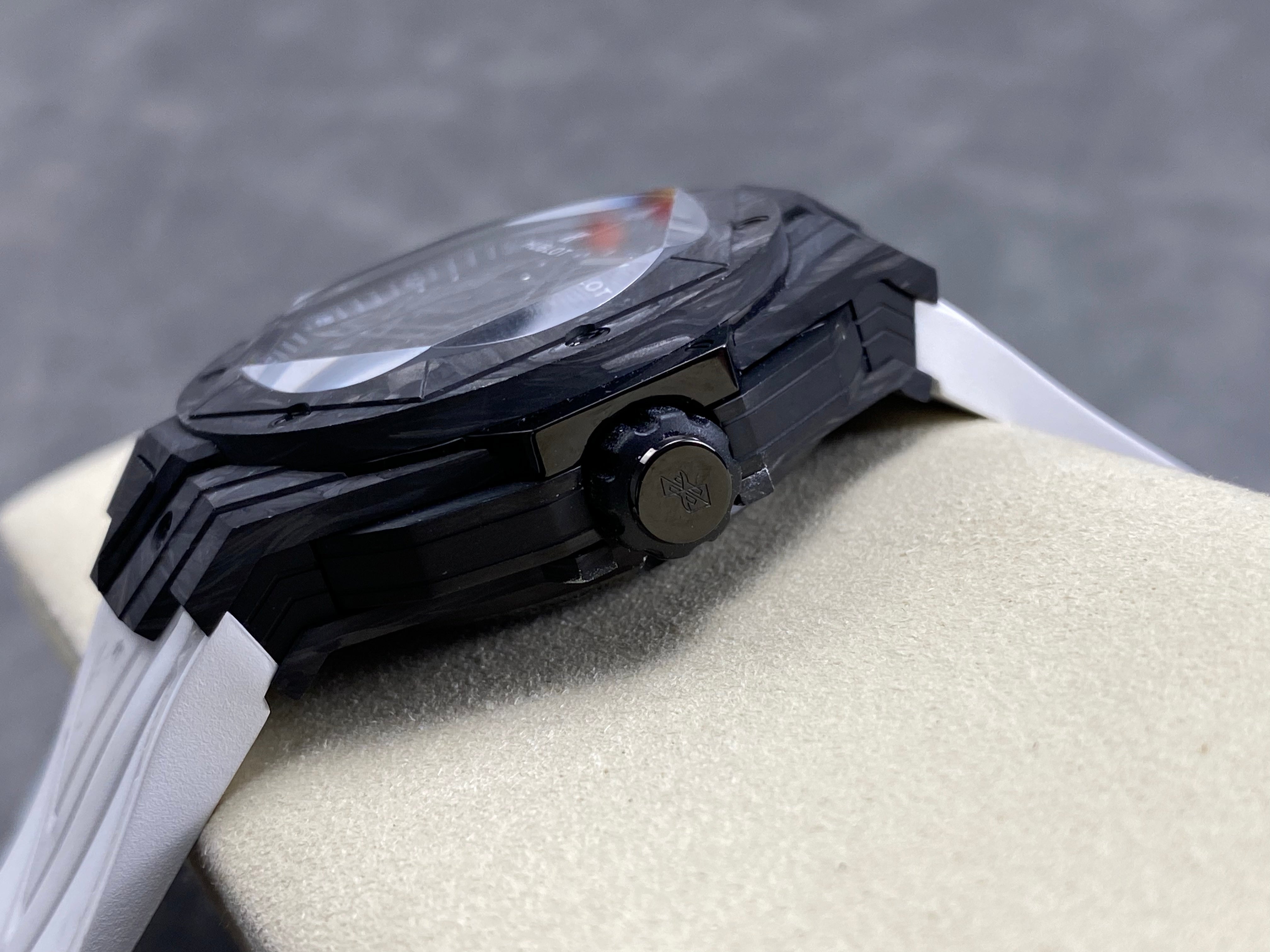 Hublot Big Bang Sang Bleu II Black Magic 45mm Watch White Rubber Strap