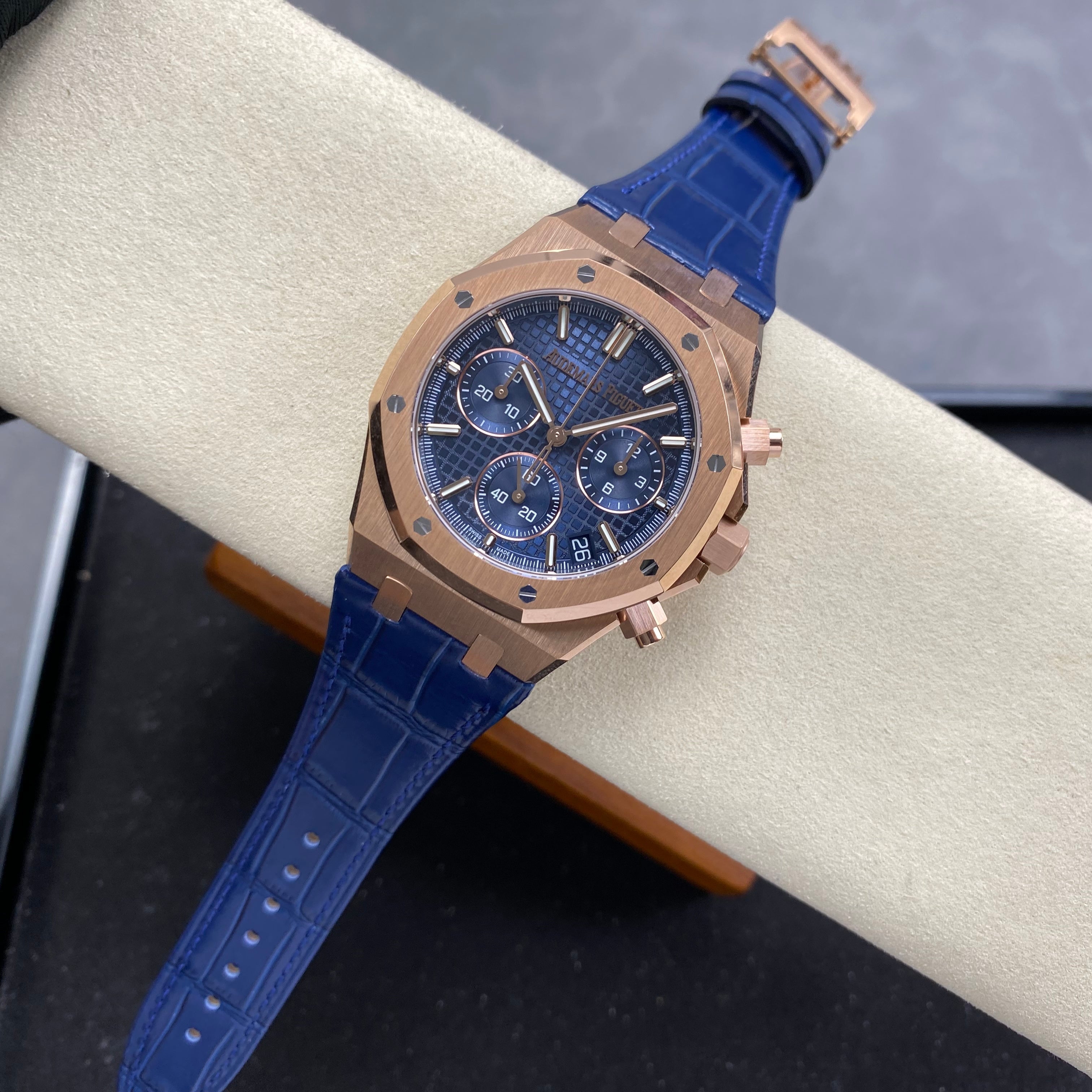 Audemars Piguet Royal Oak Chronograph 41mm Rose Gold Blue Dial