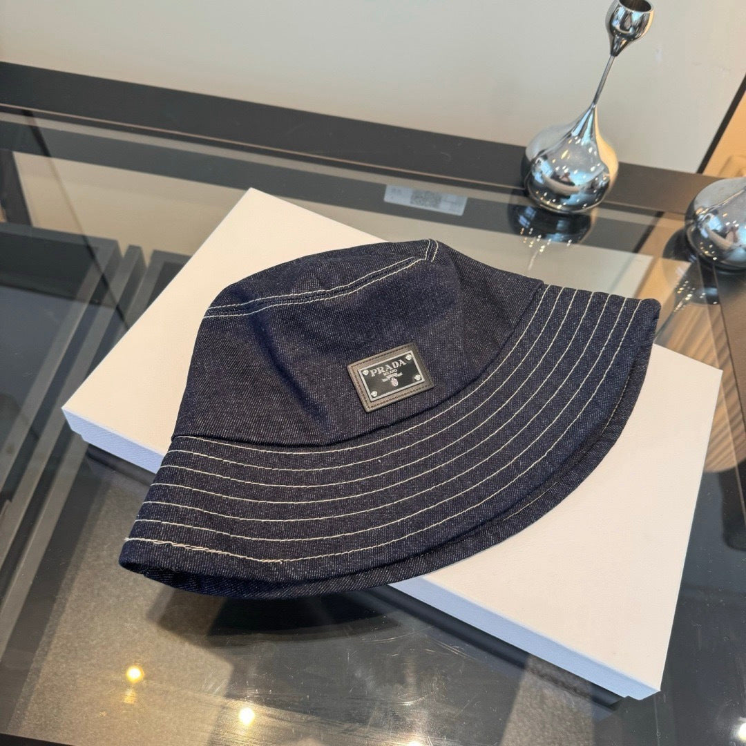 Prada Bucket Hat Blue Denim Cotton 228995