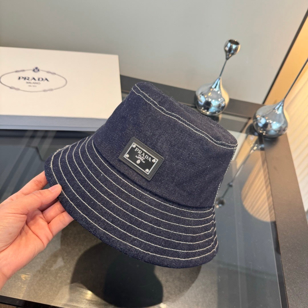 Prada Bucket Hat Blue Denim Cotton 228995