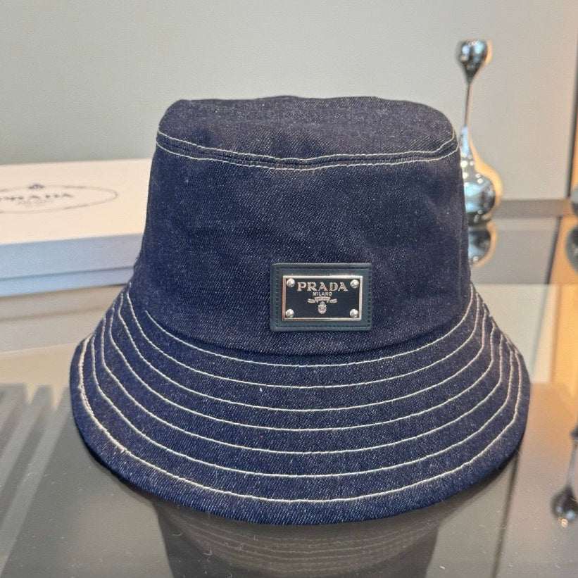 Prada Bucket Hat Blue Denim Cotton 228995