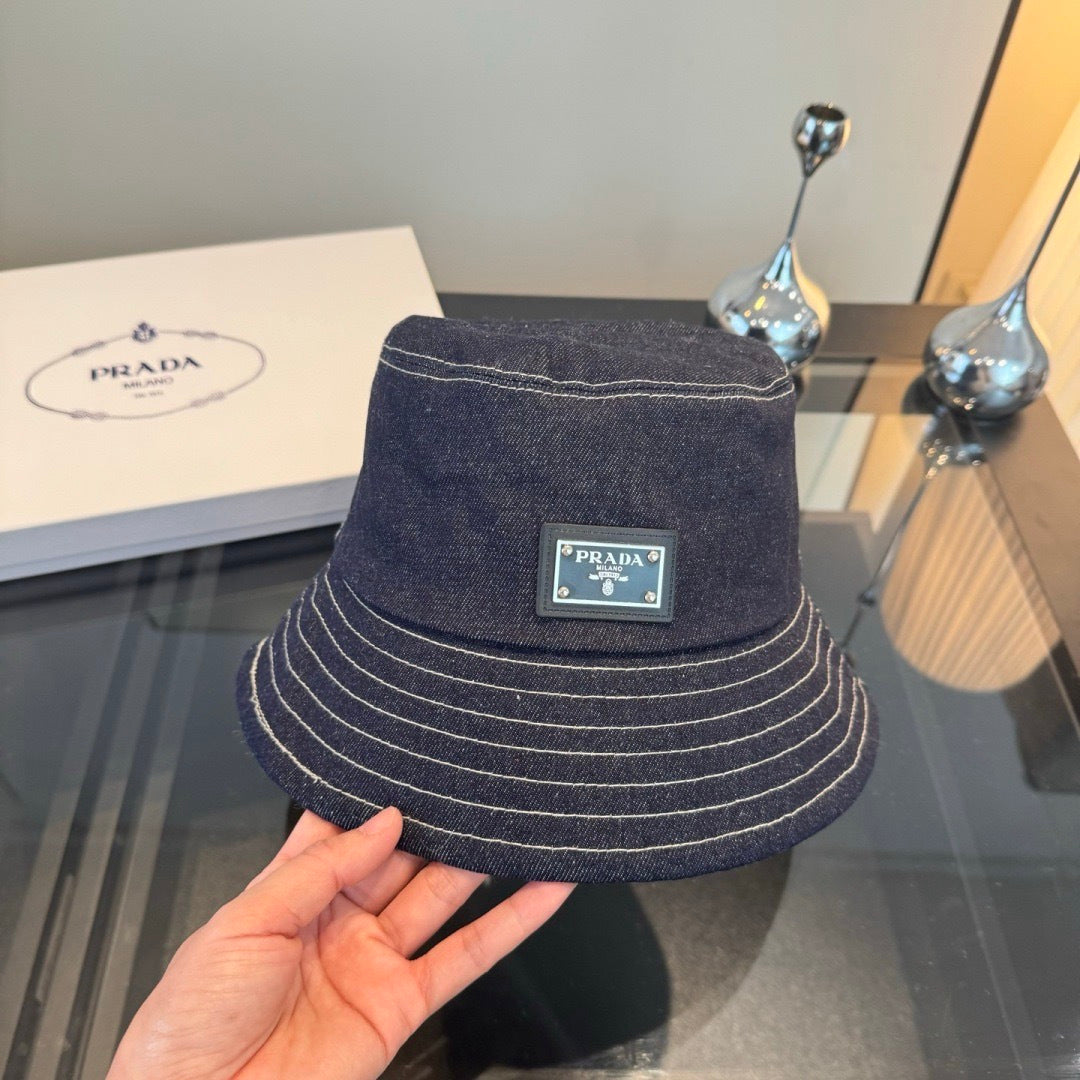 Prada Bucket Hat Blue Denim Cotton 228995
