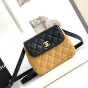 CC 25A Shoulder Bag  Brown Black Suede