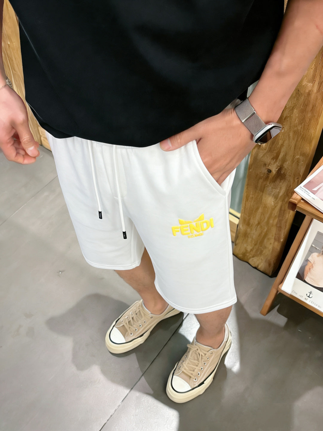 Fendi 2026 Men's Casual Shorts Cotton Fabric 802173