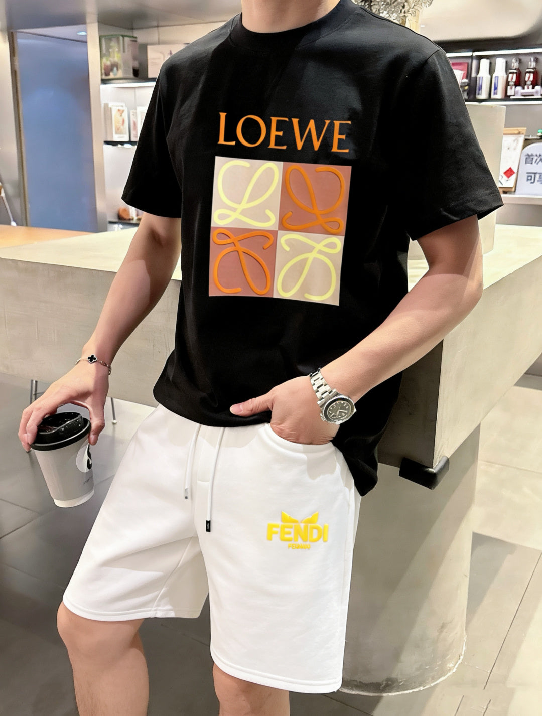 Fendi 2026 Men's Casual Shorts Cotton Fabric 802173