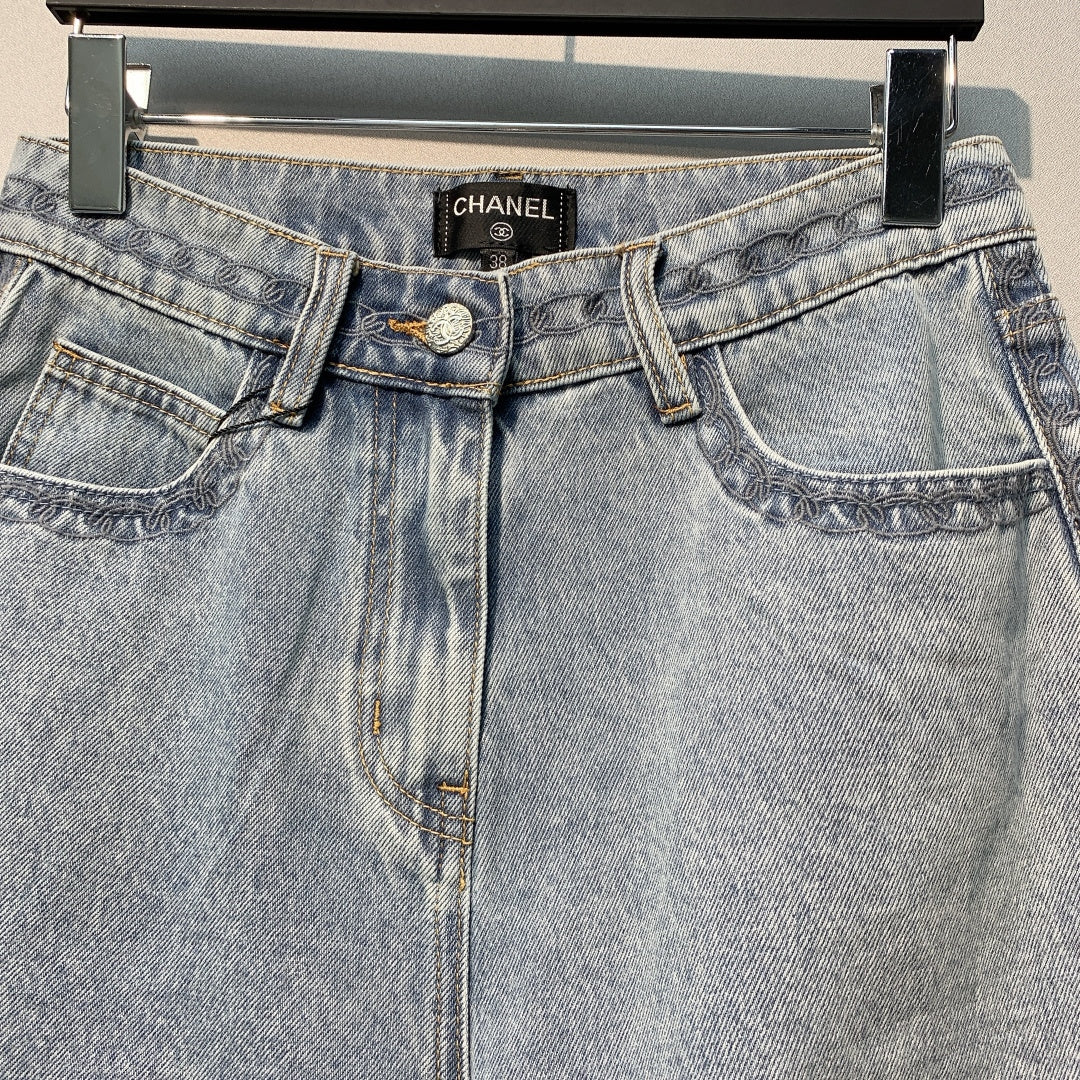 Chanel 2026 High-Waisted Denim Short Blue Cotton 350944