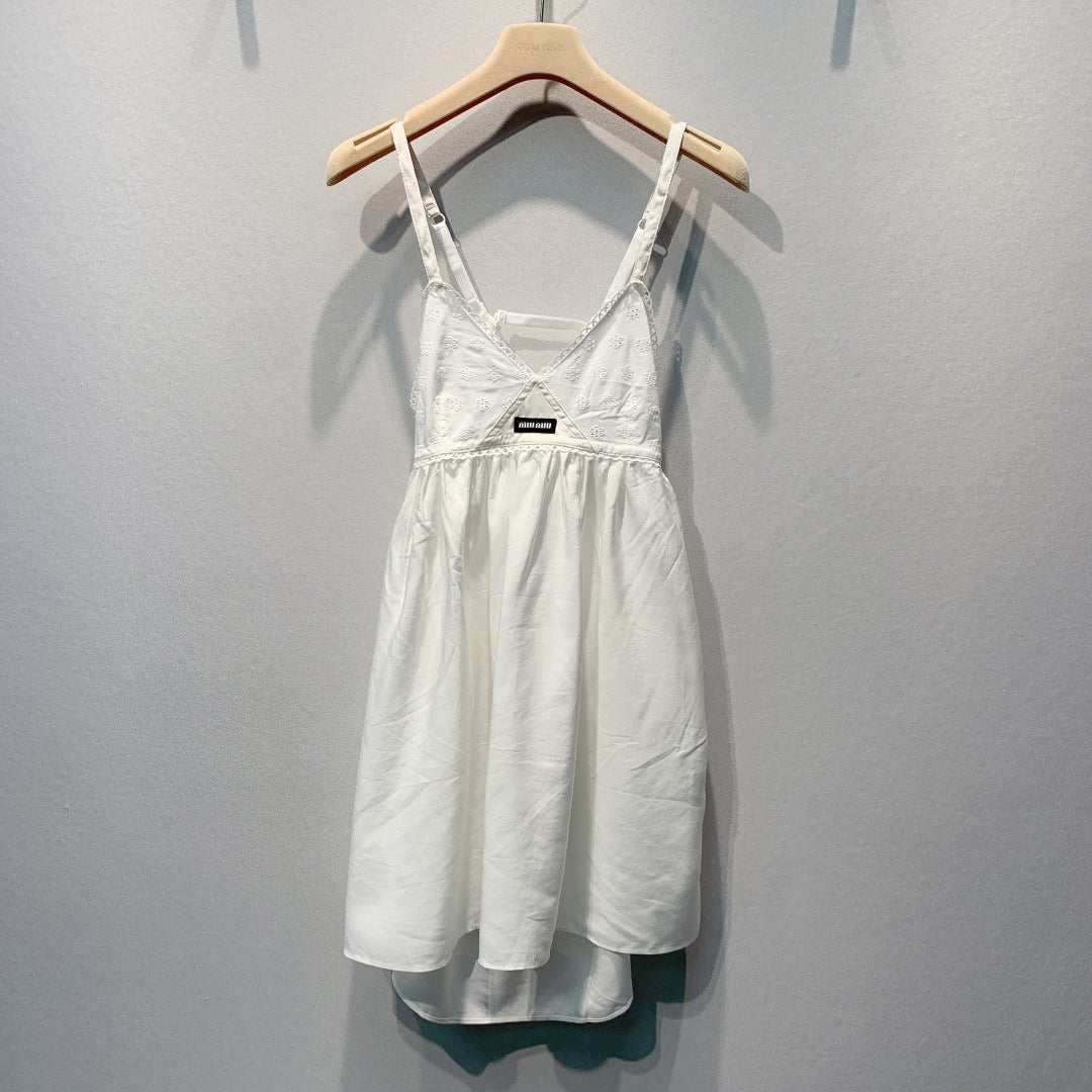 MiuMiu 2026 Slip Dress White Cotton 400365