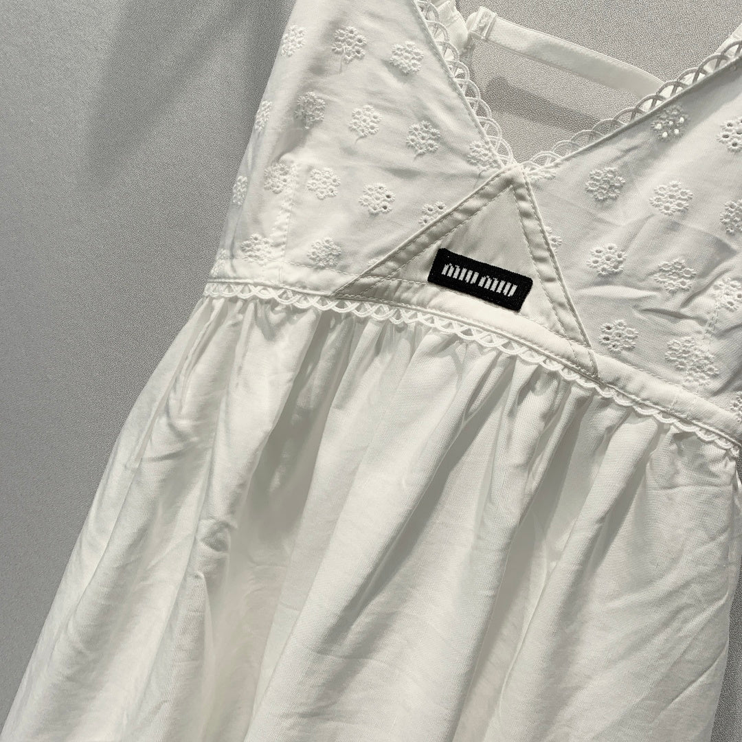 MiuMiu 2026 Slip Dress White Cotton 400365