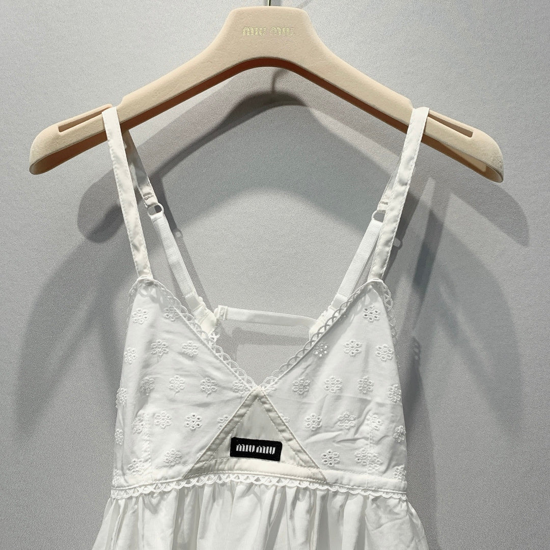 MiuMiu 2026 Slip Dress White Cotton 400365