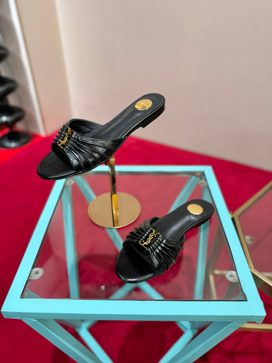 YSL 2026 Mule Sandal Calfskin With Gold Logo 925308