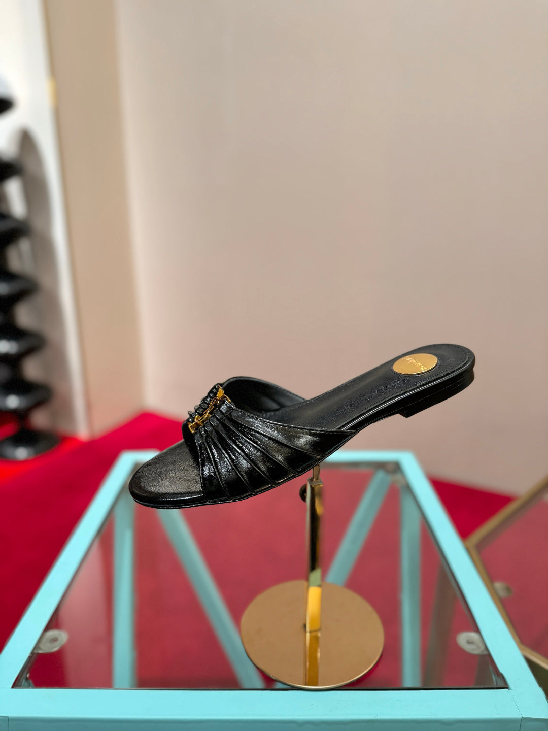 YSL 2026 Mule Sandal Calfskin With Gold Logo 925308