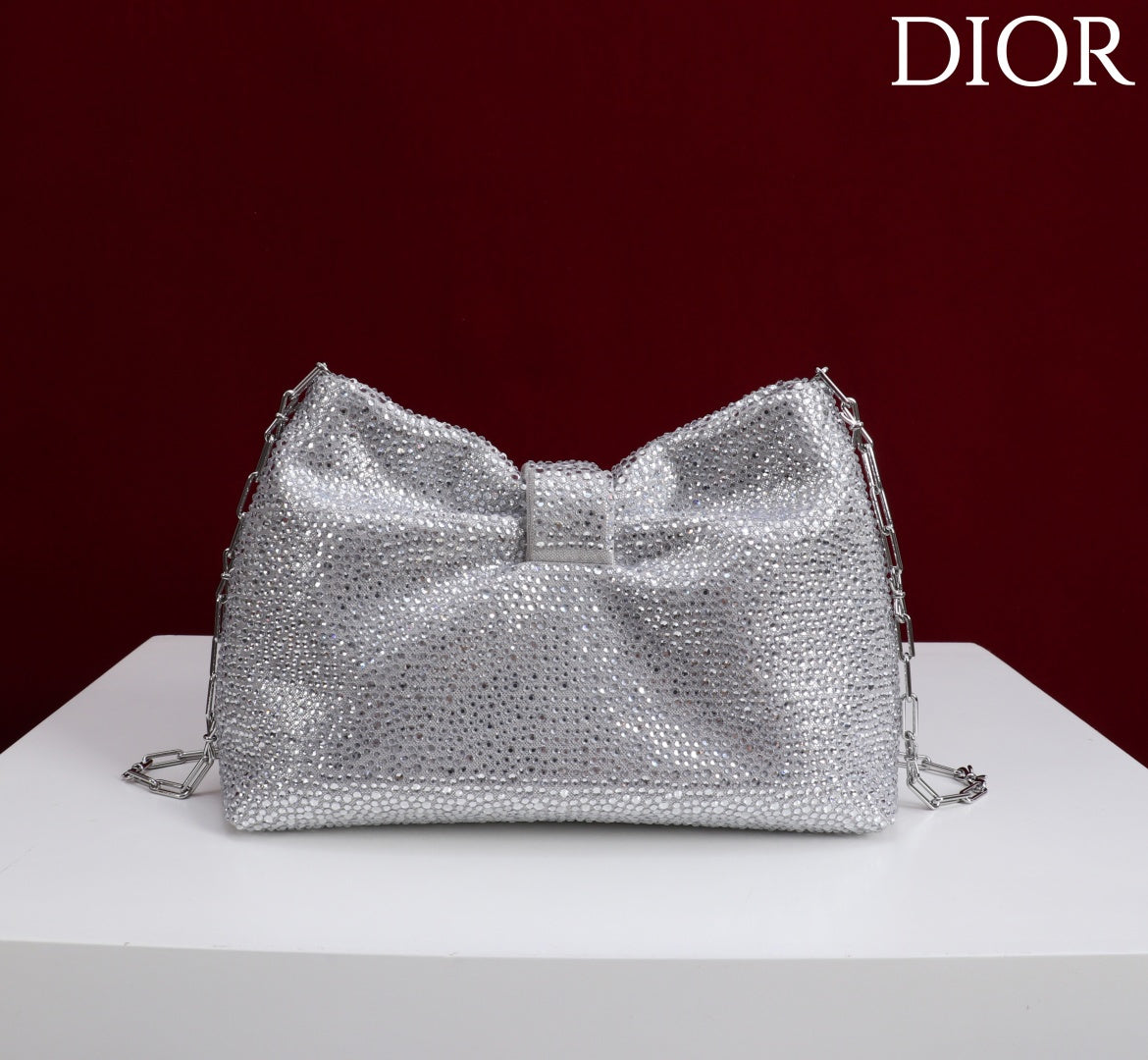 Dior 2026 Strass Embellished Bow Bag Leather 160744
