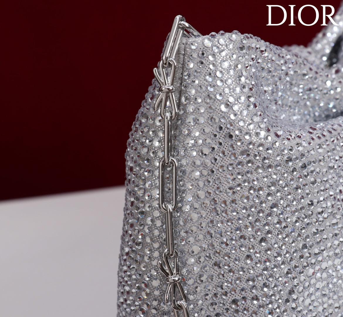 Dior 2026 Strass Embellished Bow Bag Leather 160744