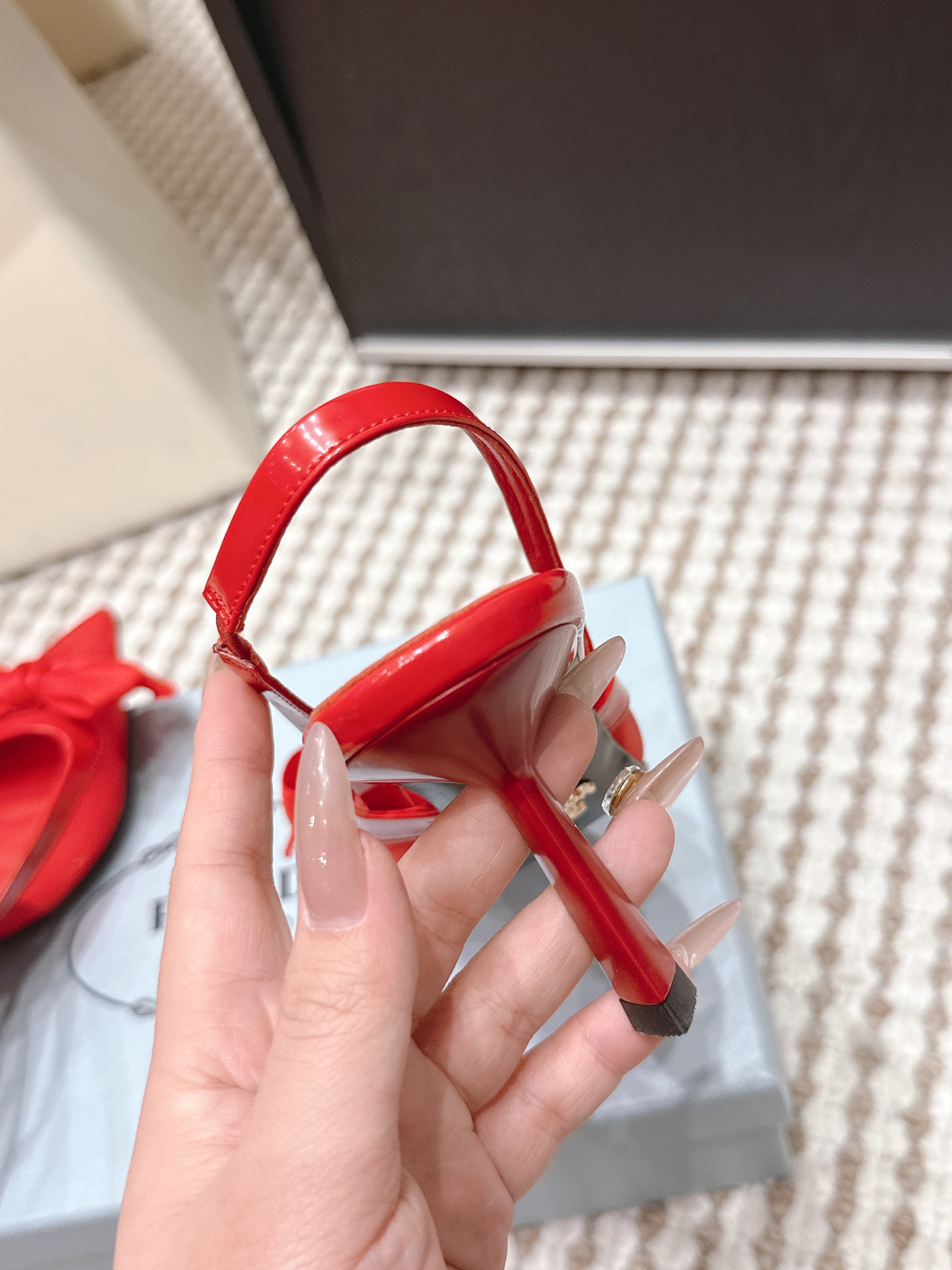 PRA 2026S Slingback 70 Scarlet Red Mesh Leather 657733