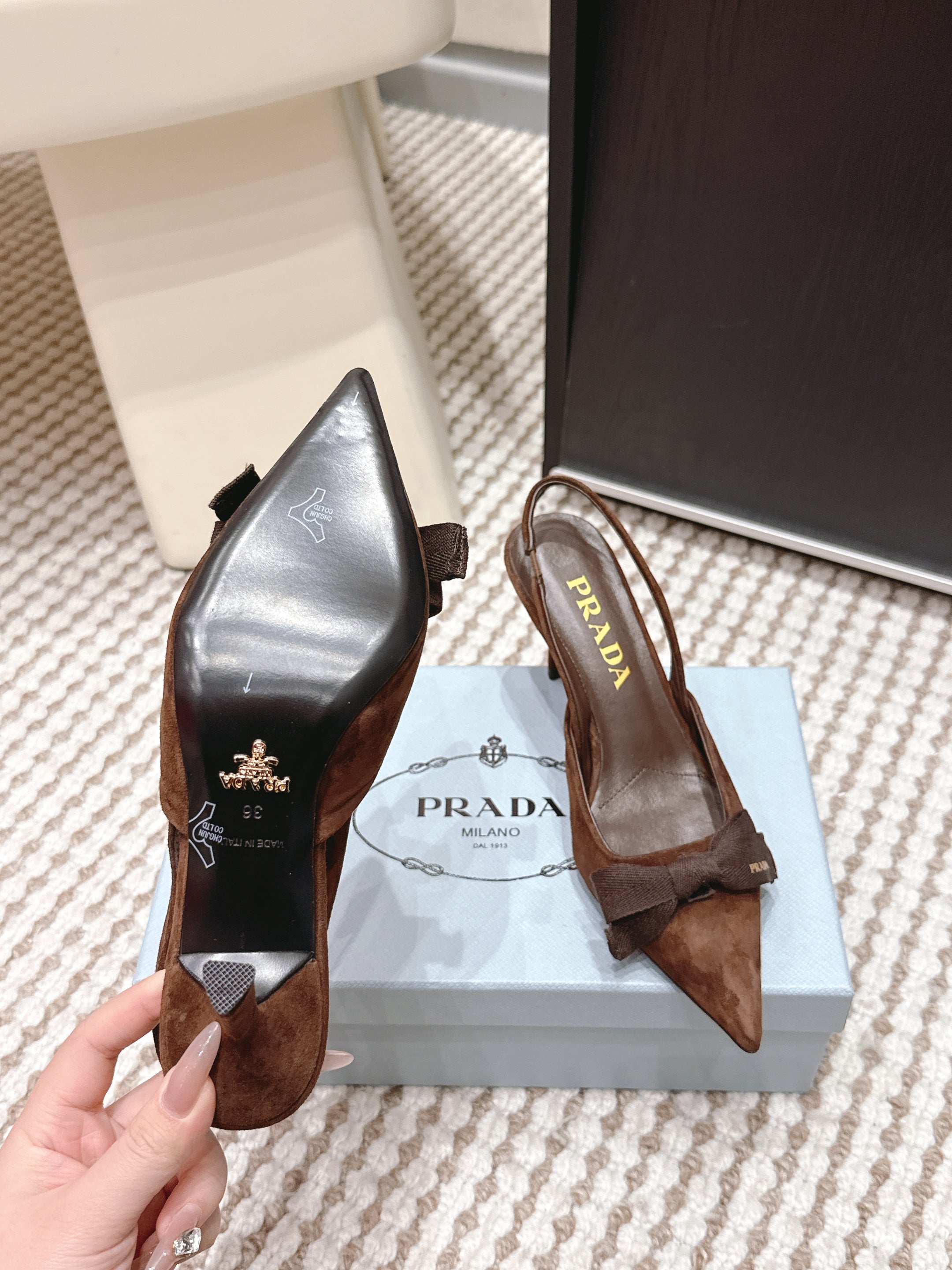 PRA 2026S Slingback 70 Brown Suede 657737