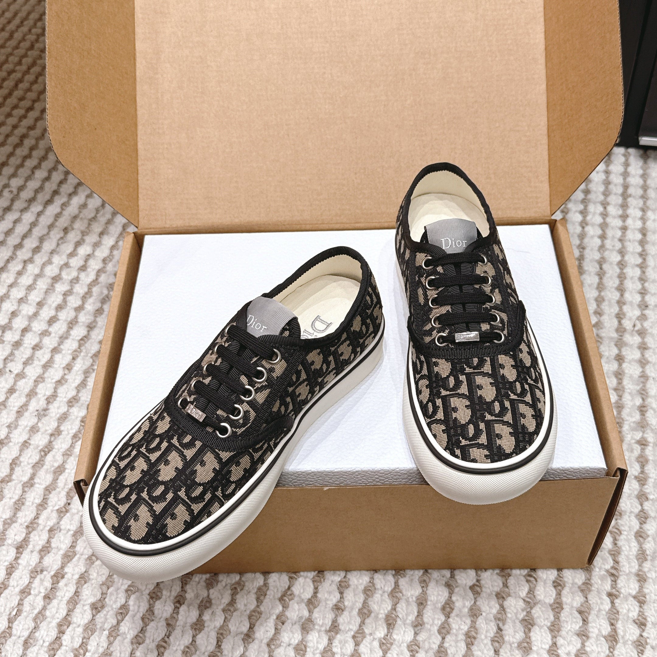 CD 26 Platform Sneaker Monogram Black Beige Canvas 632436