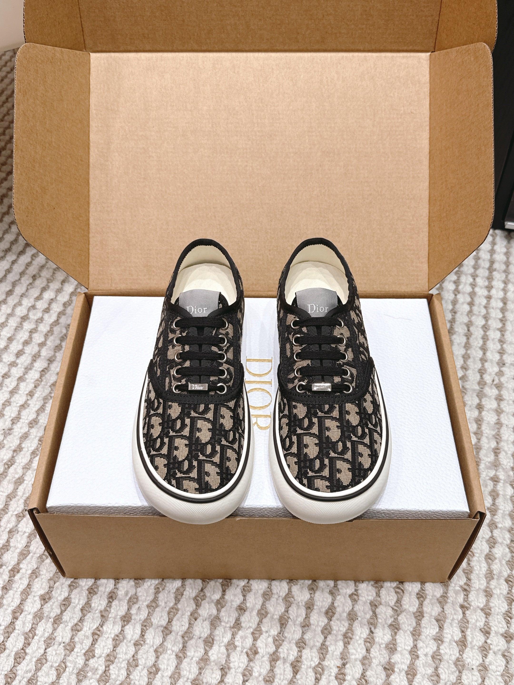 CD 26 Platform Sneaker Monogram Black Beige Canvas 632436