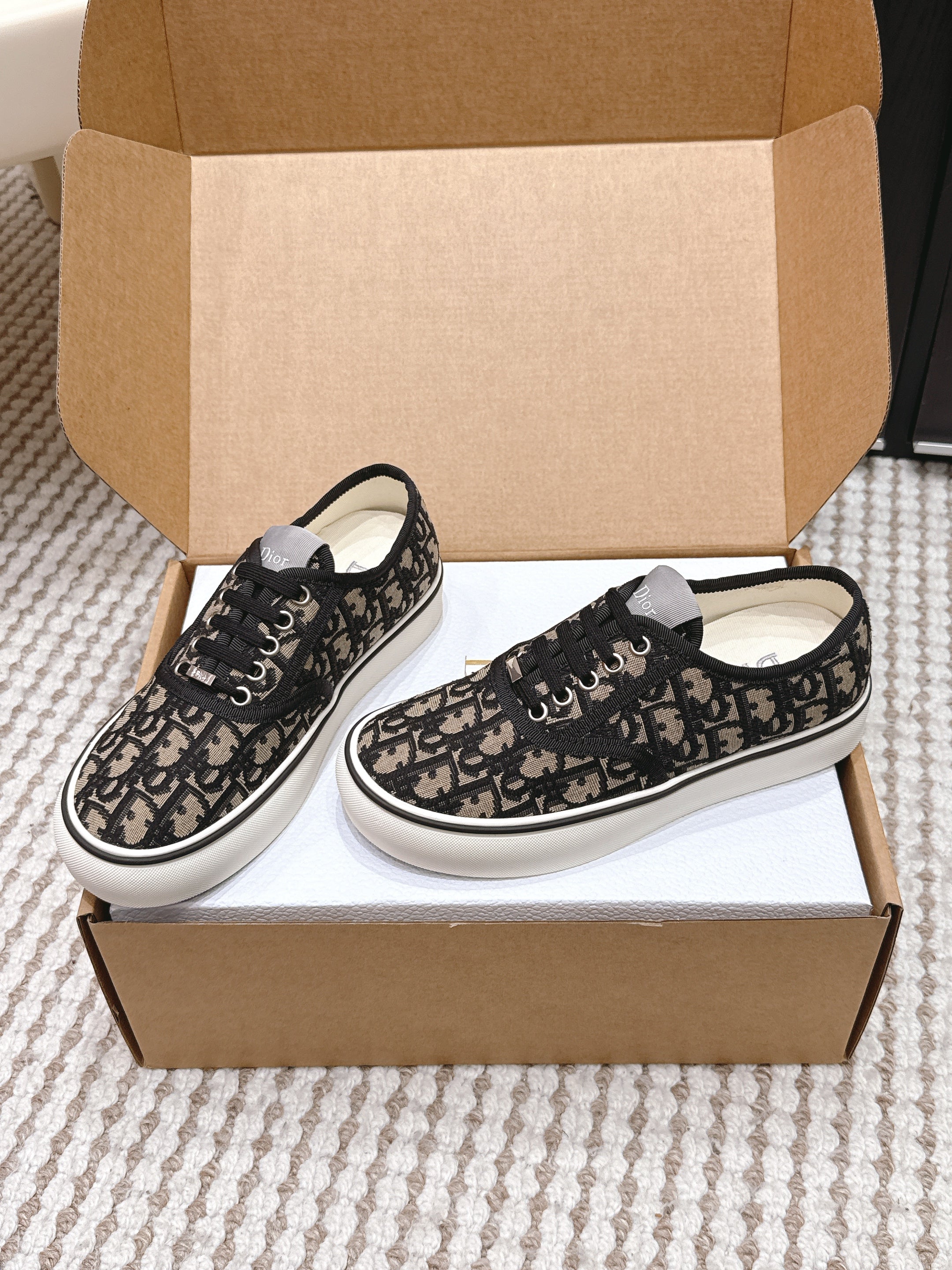 CD 26 Platform Sneaker Monogram Black Beige Canvas 632436