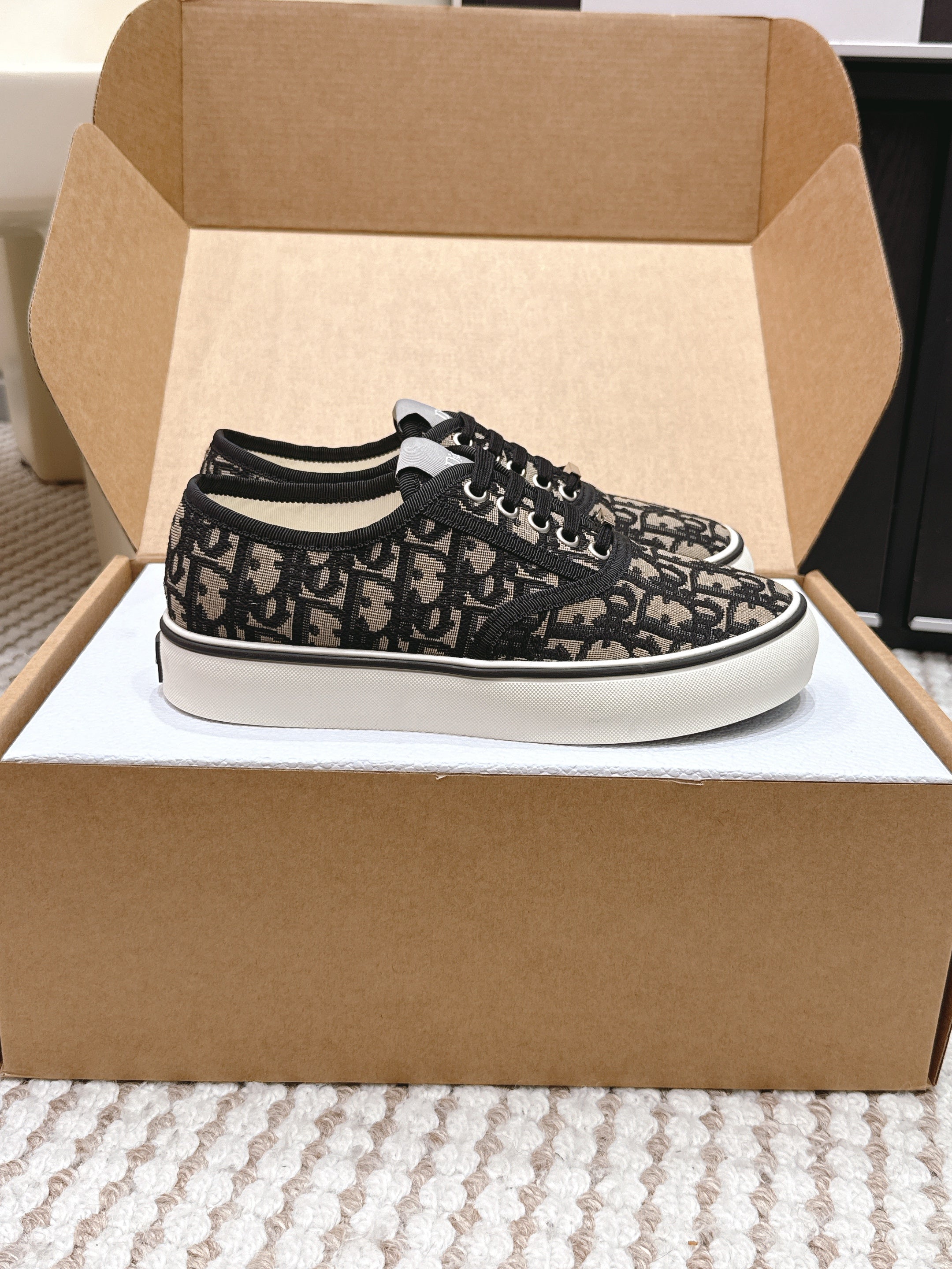 CD 26 Platform Sneaker Monogram Black Beige Canvas 632436