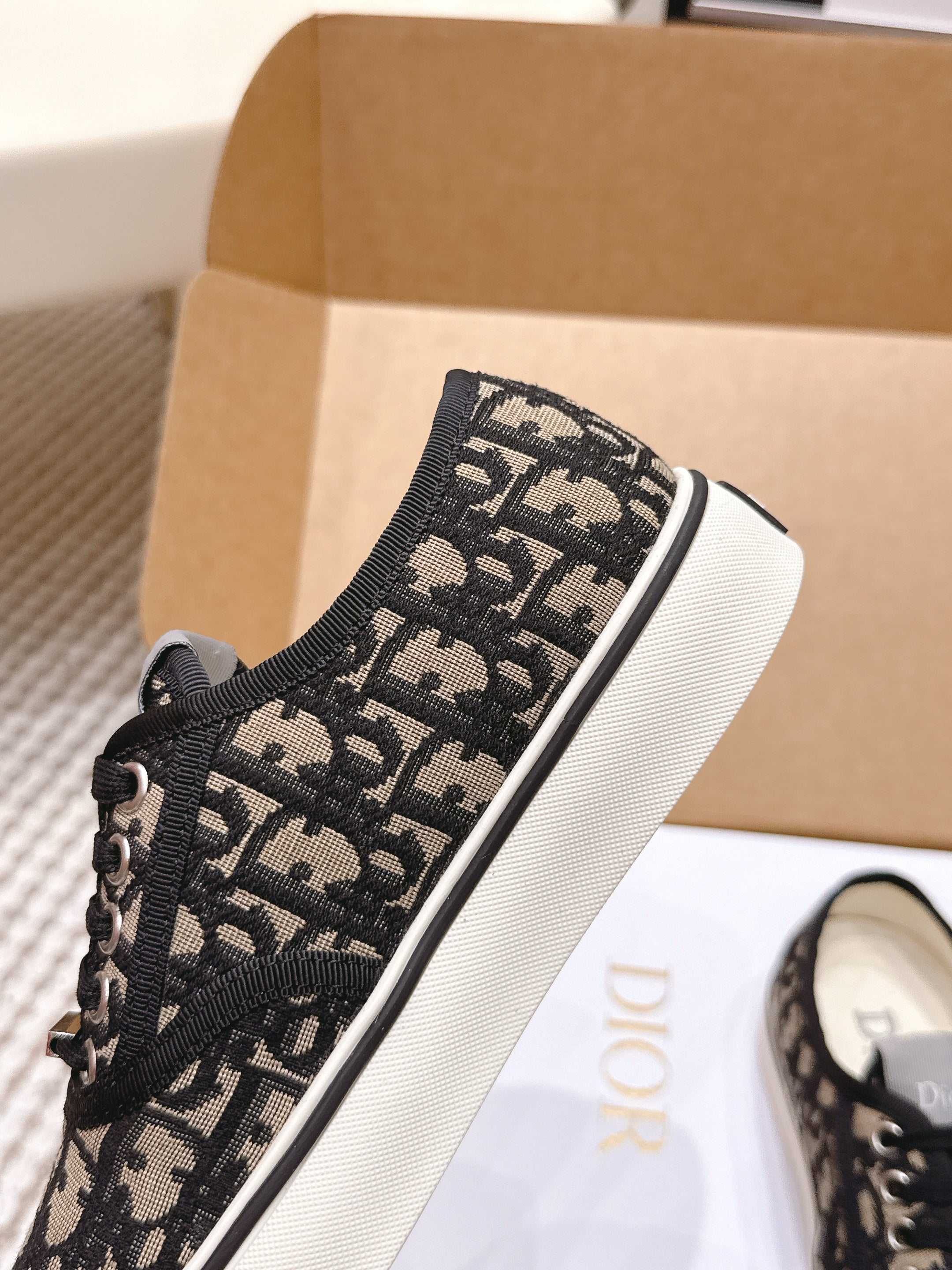 CD 26 Platform Sneaker Monogram Black Beige Canvas 632436