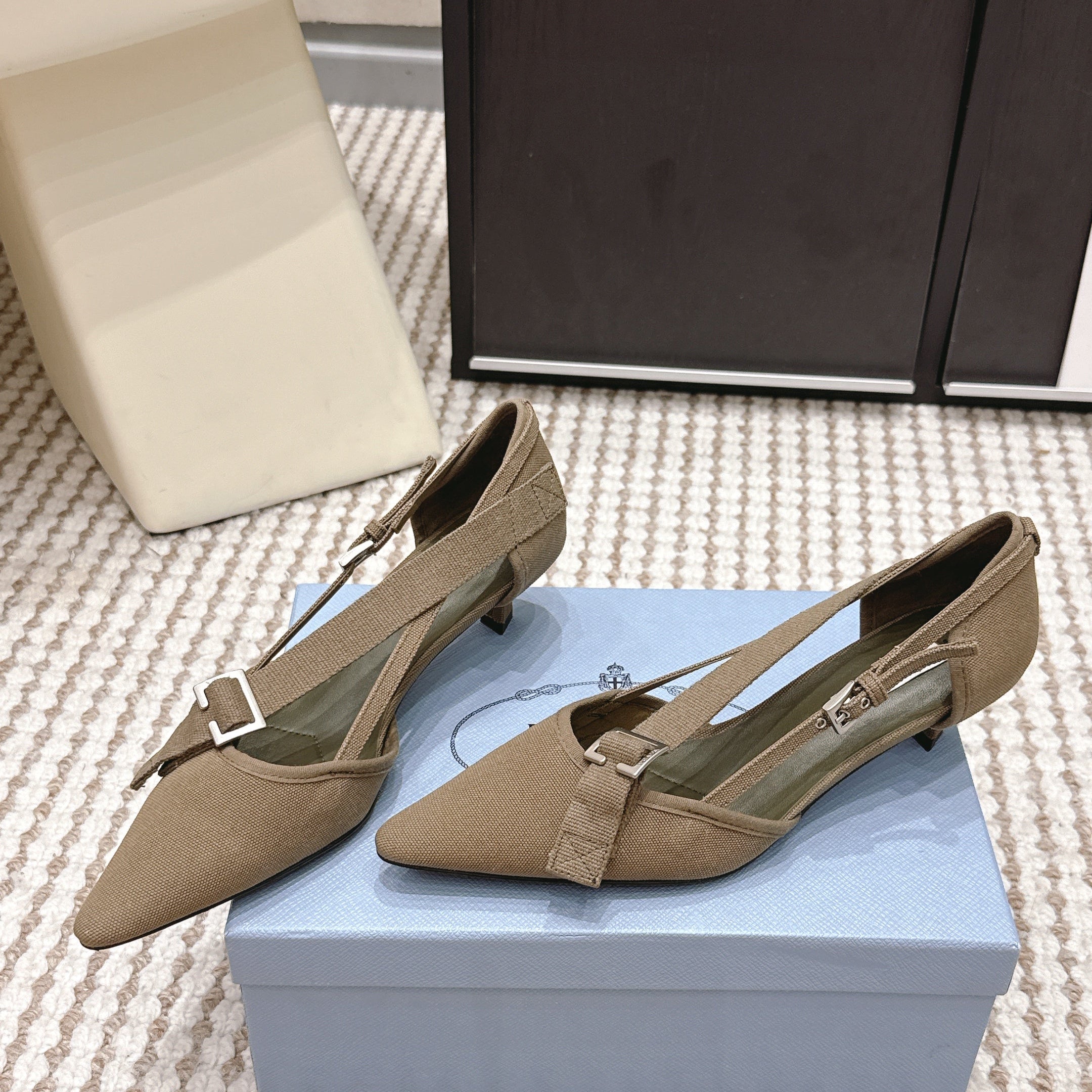 PRA 2026S High Heel Pump 45 Taupe Canvas 658333