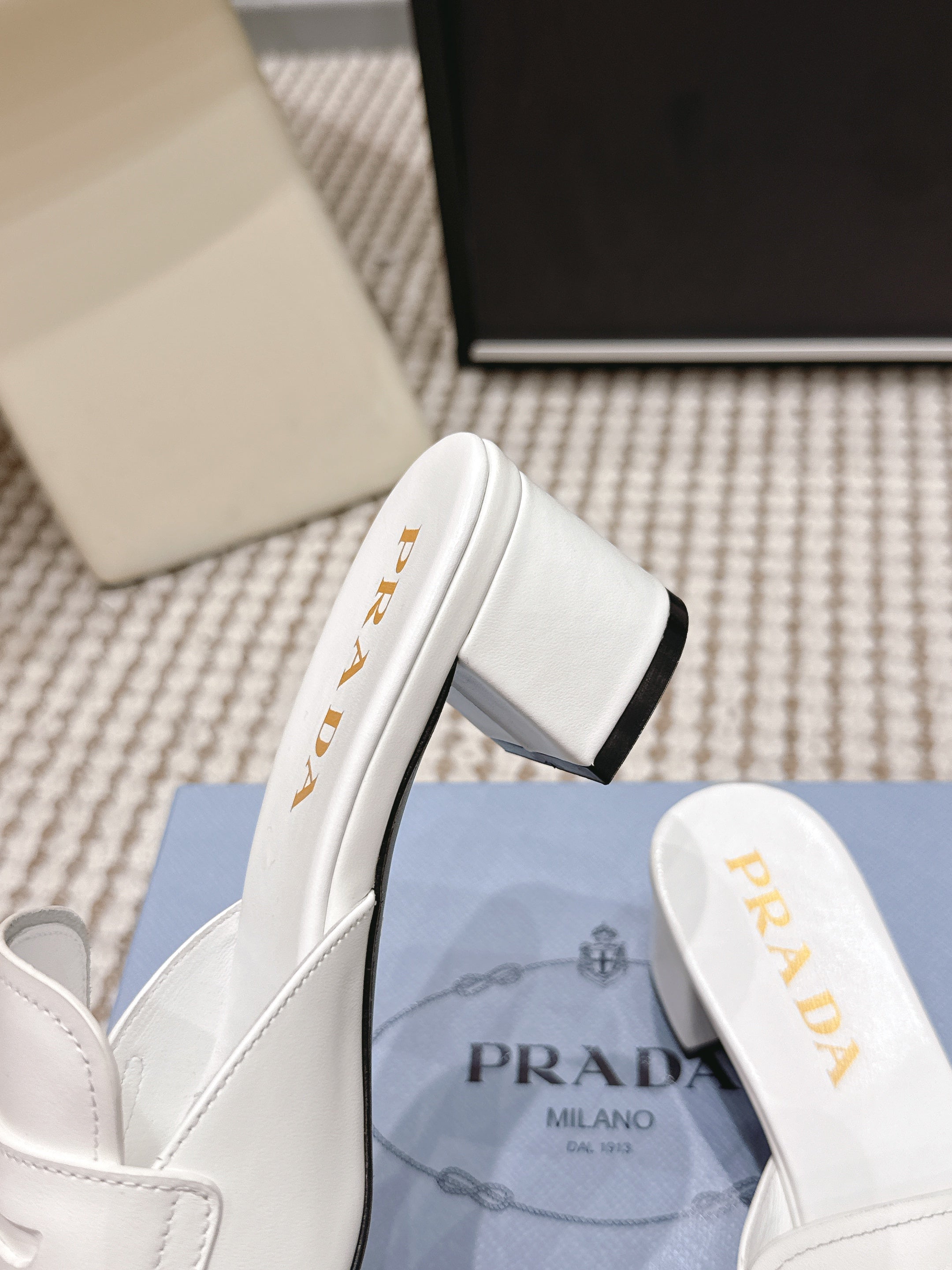 PRA 2026S High Heel Slippers 55 White Leather 658336