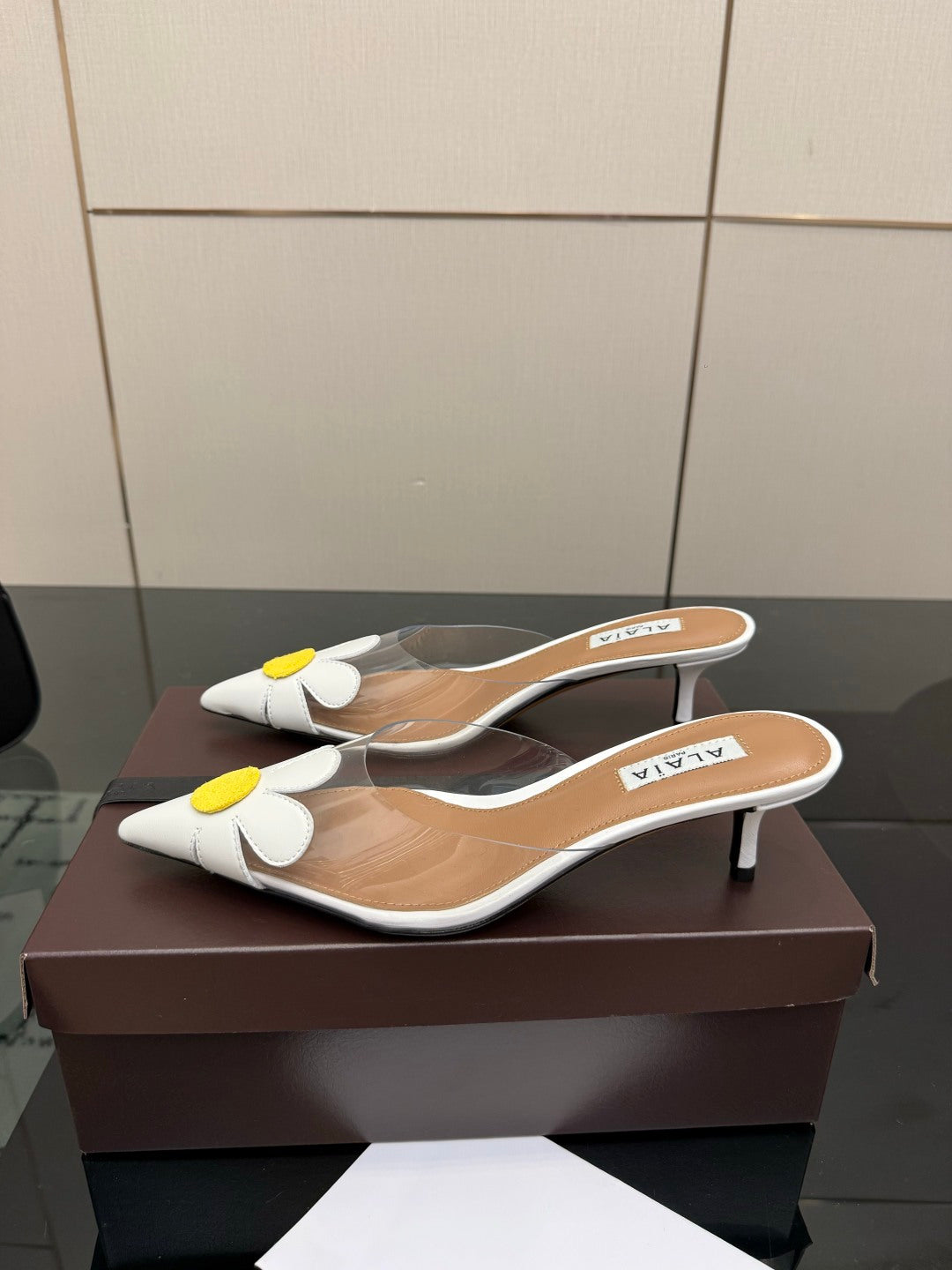 Alaia 2026 Mules 55 PVC Sheepskin 803333