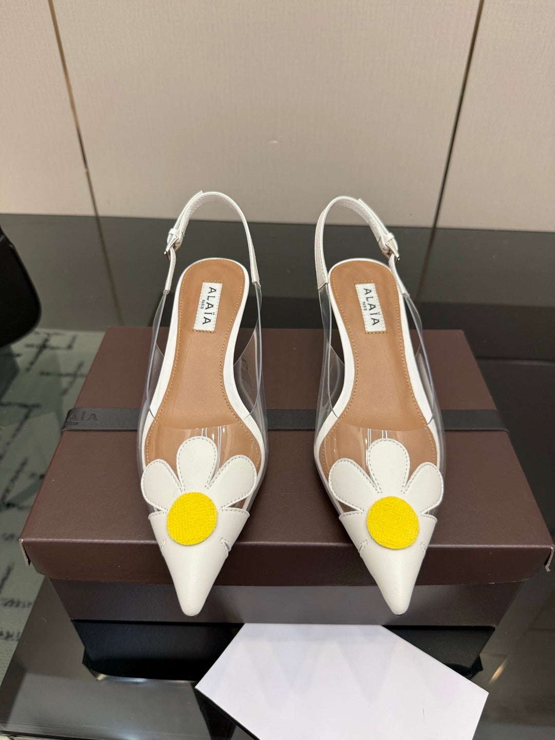 Alaia 2026 Slingback Sandals 55 PVC Sheepskin 803336